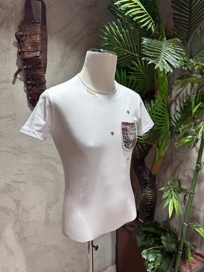 T-SHIRT TASCHINO - BIANCO,MORO,BLU