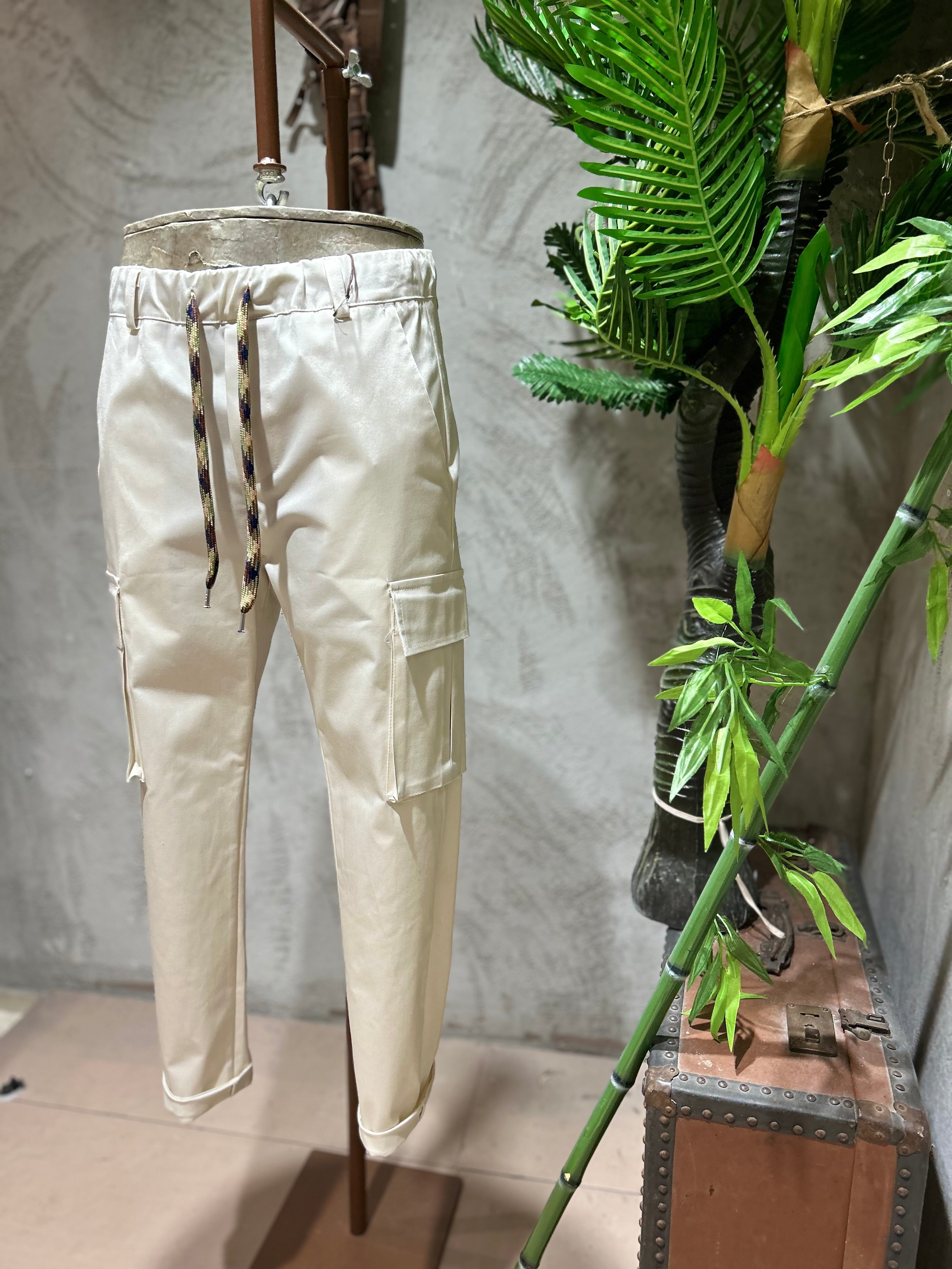 PANTALONI CARGO - MORO,BIANCO