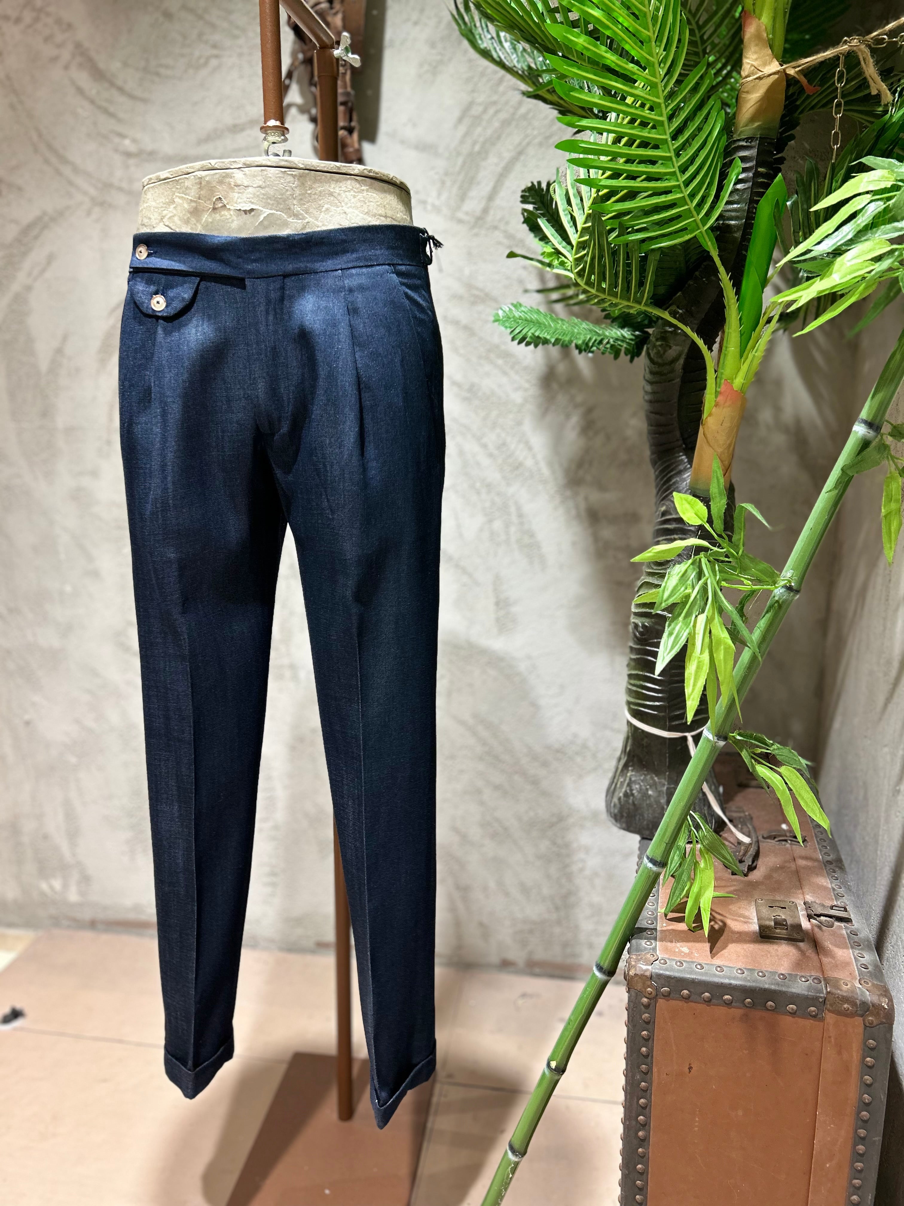 PANTALONI CON PINCES - DENIM