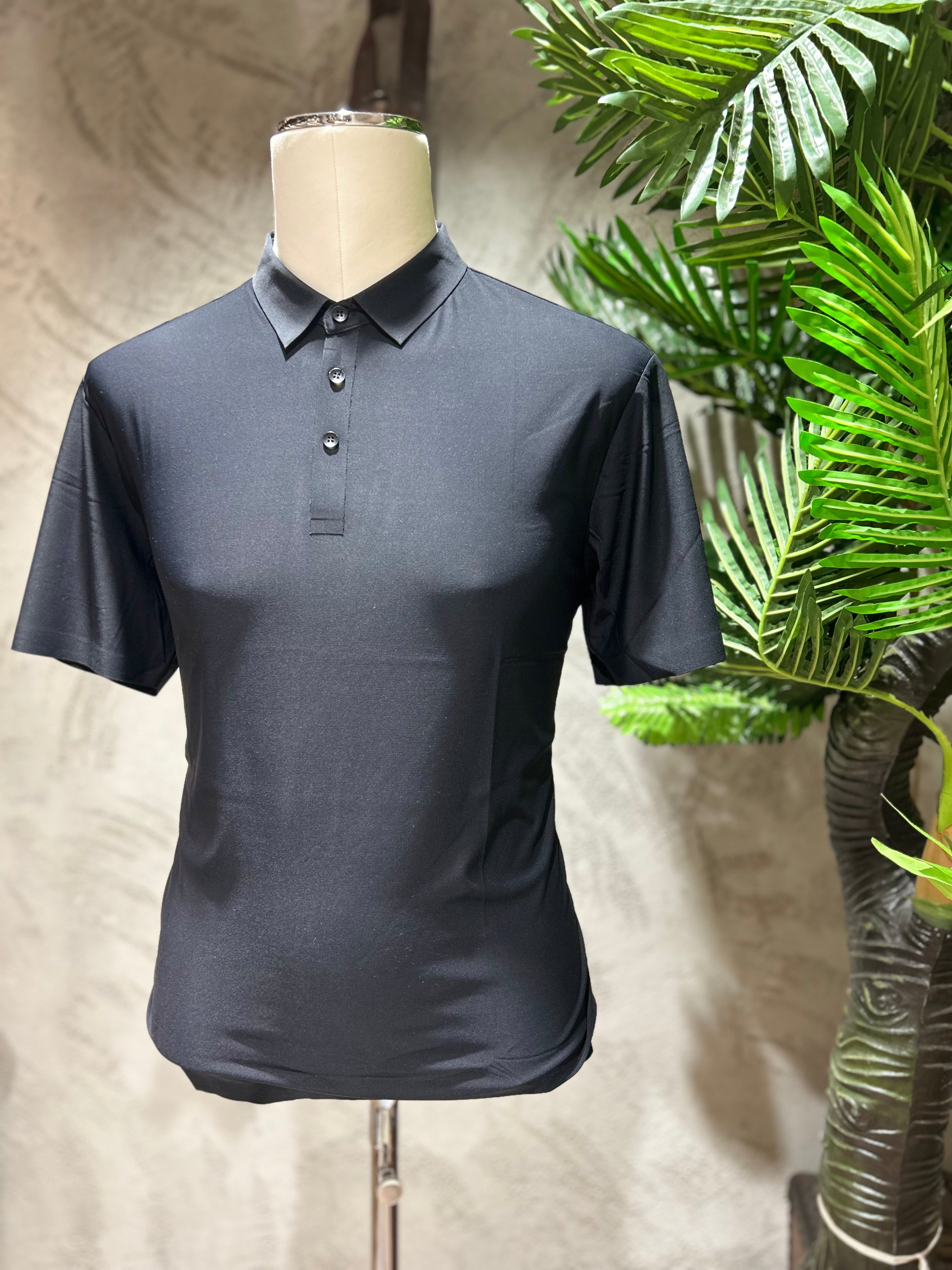 POLO IN TESSUTO TECNICO - BLU NAVY,NERO