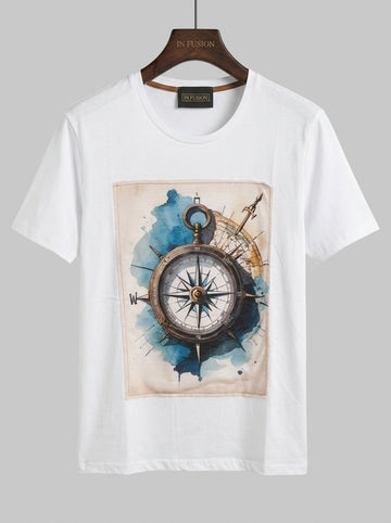 Bussola — T-Shirt 100% Cotone Stampa Alta Definizione Made in Italy