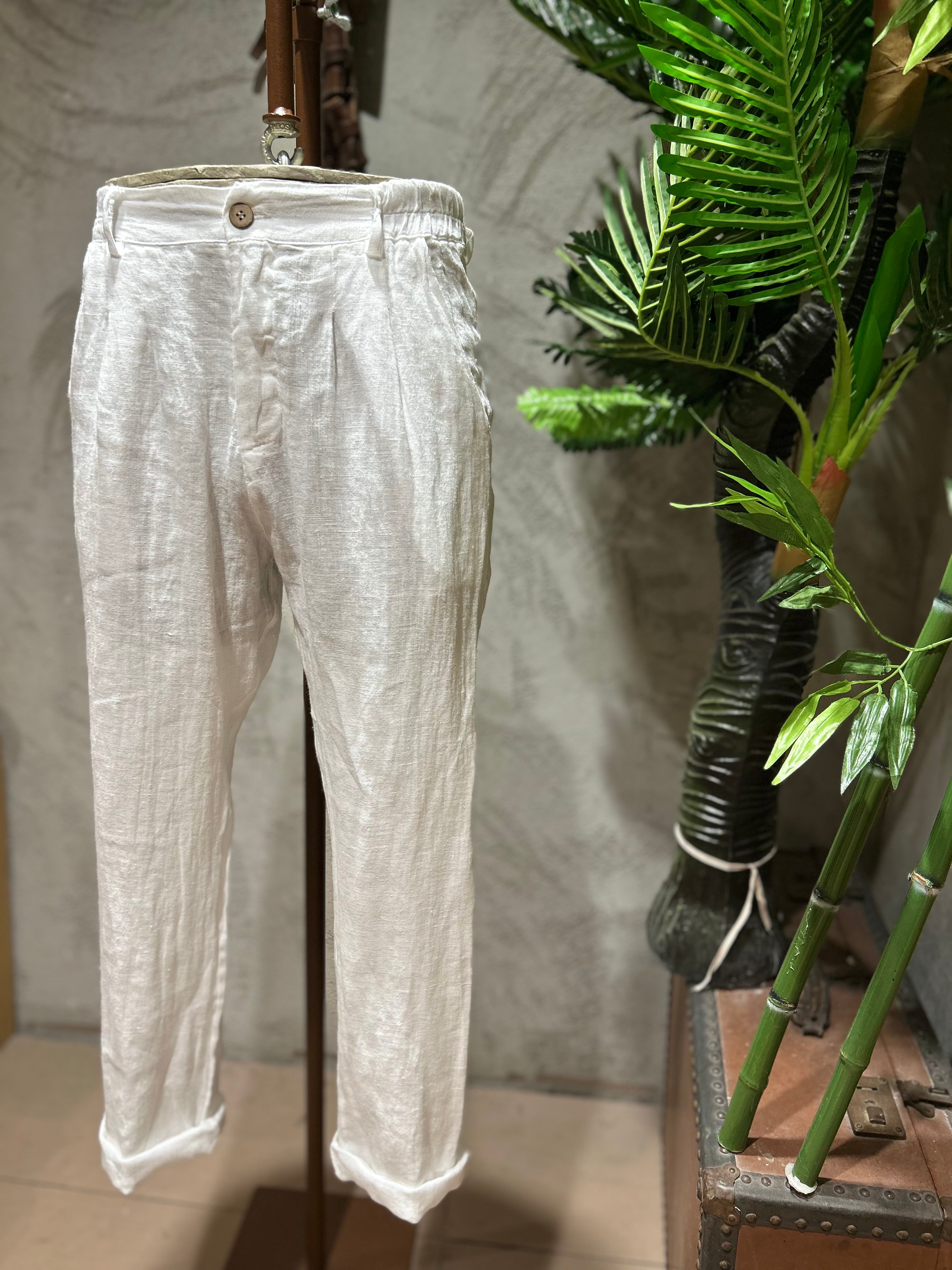 PANTALONI IN PURO LINO -  FANGO,BLU,TABACCO,SABBIA,NERO,BIANCO