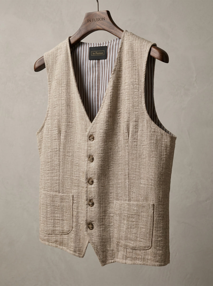 Tulum — Gilet in Lino Garzato con Retro in Cotone | Made in Italy