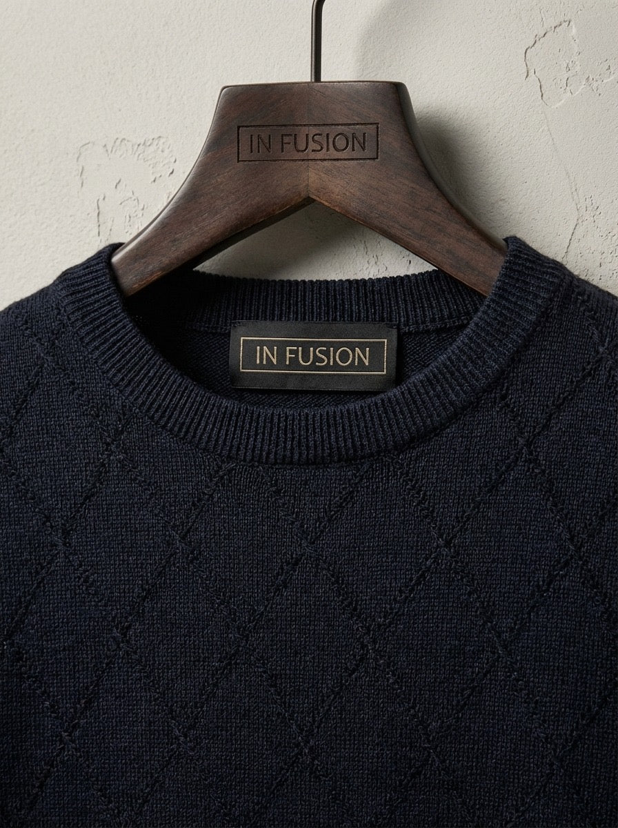 MAGLIA GIROCOLLO CON TRAMA A ROMBI