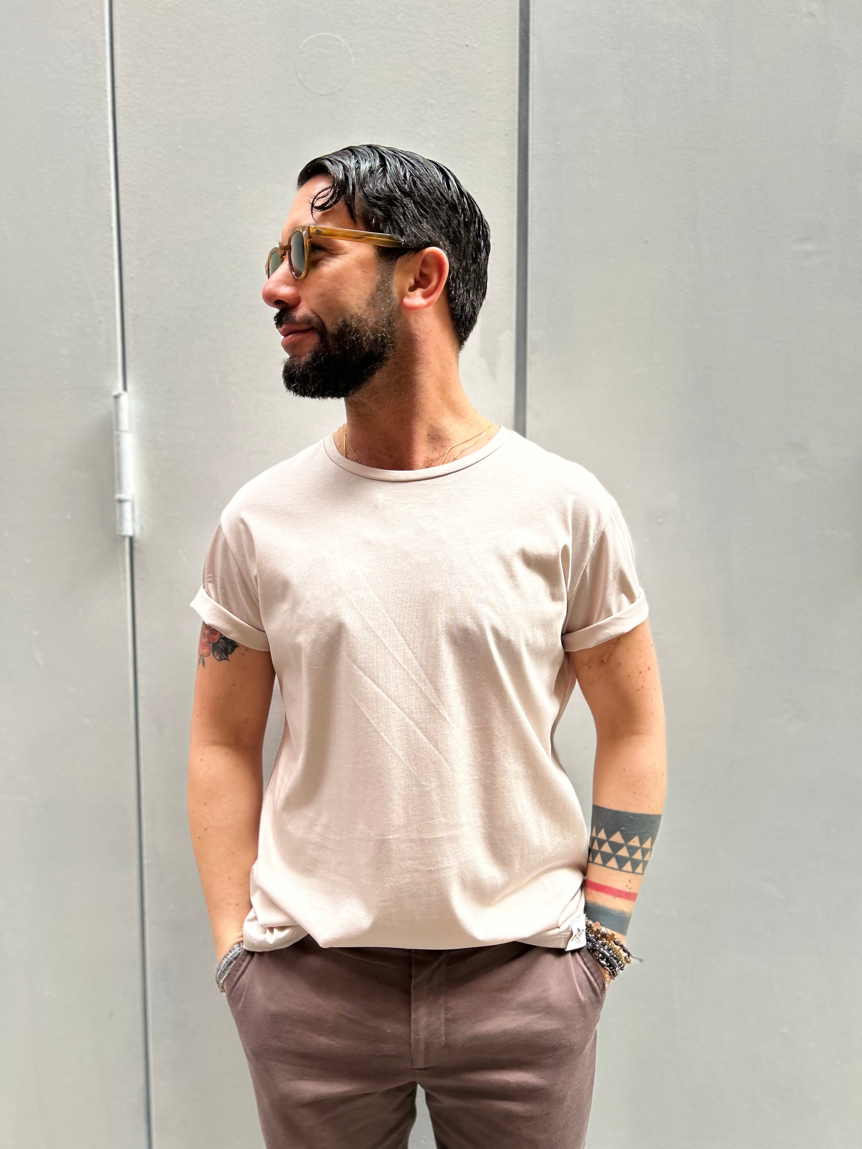 T-SHIRT IN FILO DI SCOZIA - BIANCO, NERO, SABBIA, DARK NAVY, GHIACCIO