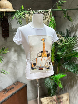 T-SHIRT STAMPA GIRAFFA - BIANCO