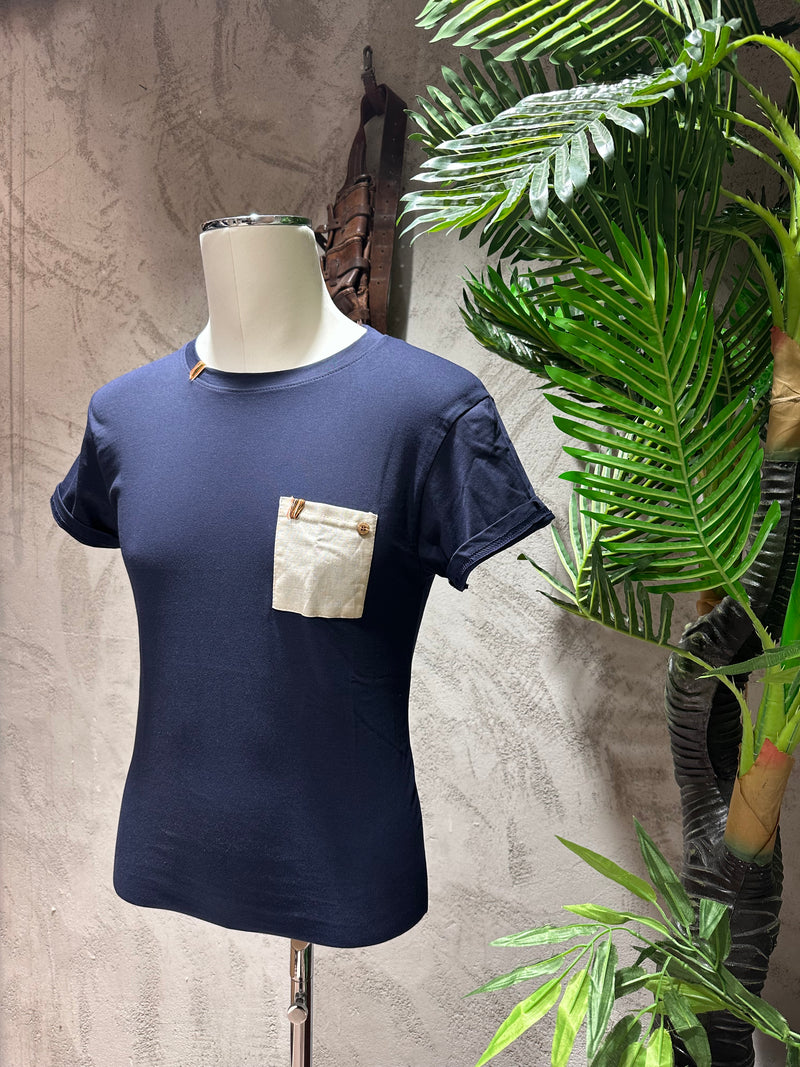 T-SHIRT TASCHINO - BIANCO, BLU