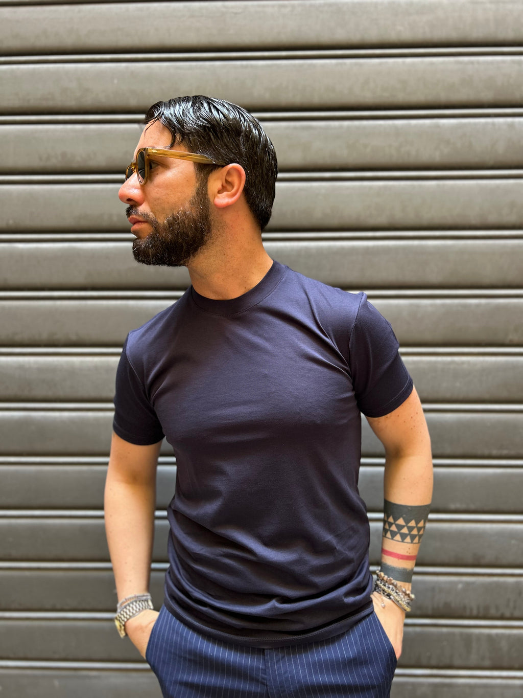 T-SHIRT IN FILO DI SCOZIA - BLU, BIANCO, NERO, MORO, BEIGE, VERDE