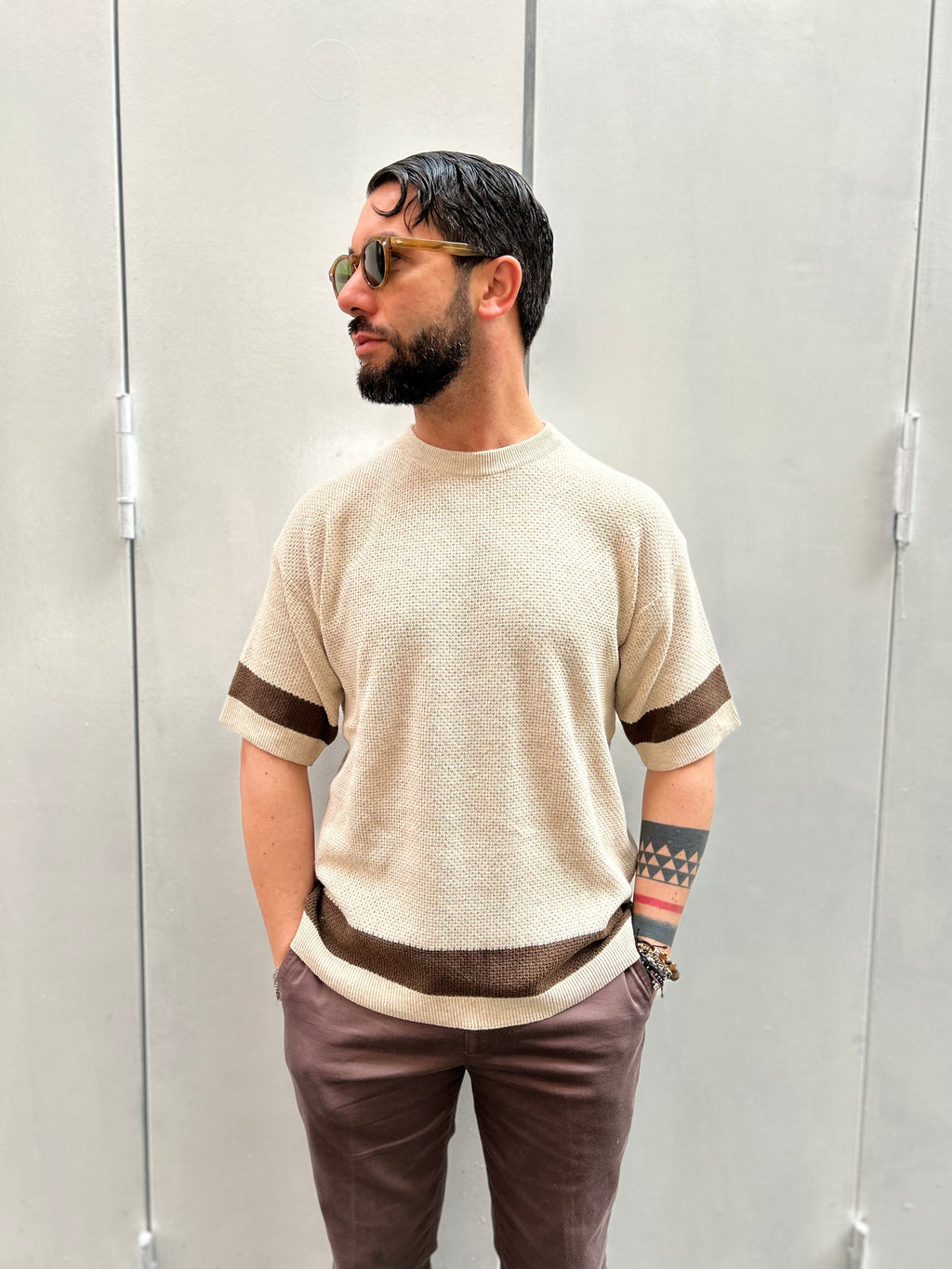 MAGLIA TRAMATA - SABBIA