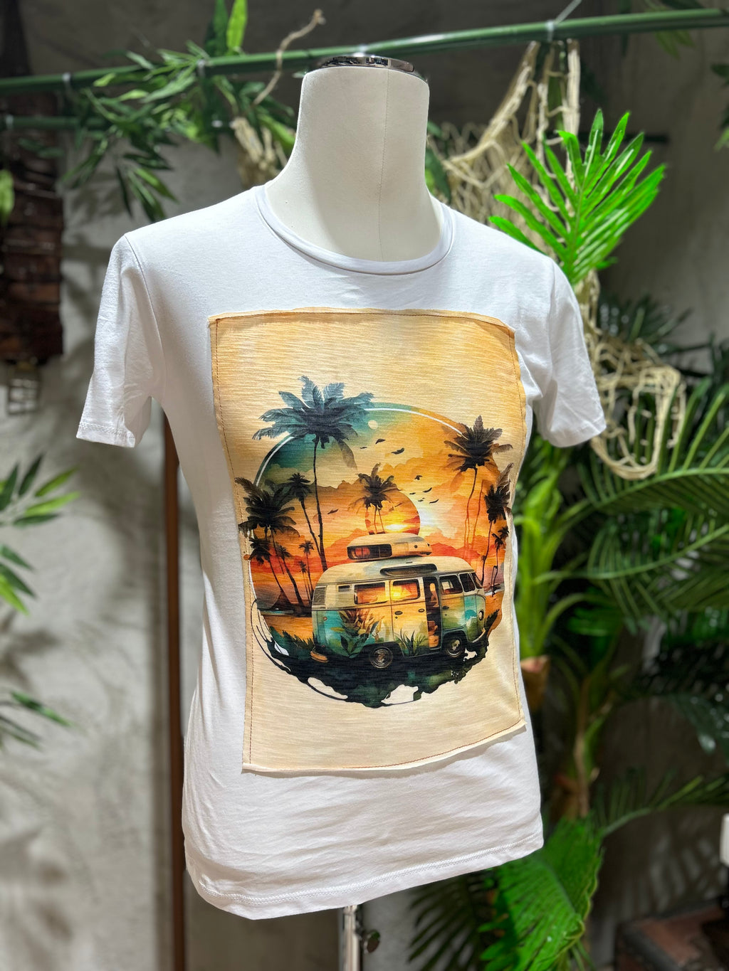 T-SHIRT STAMPA SUNSET - BIANCO