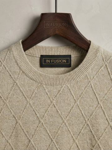 MAGLIA GIROCOLLO CON TRAMA A ROMBI