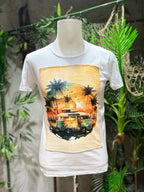 T-SHIRT STAMPA SUNSET - BIANCO