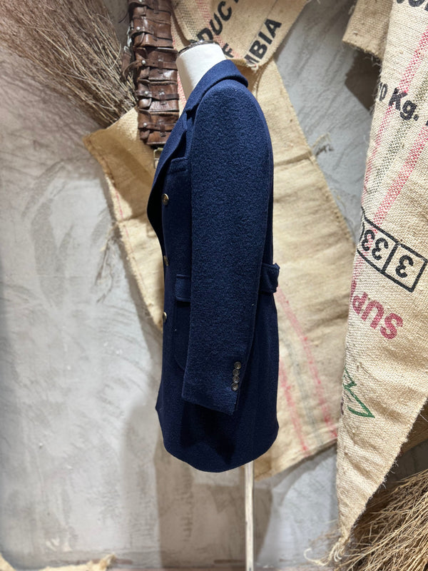 CAPPOTTO DOPPIOPETTO BOUCLE' - BLU NAVY