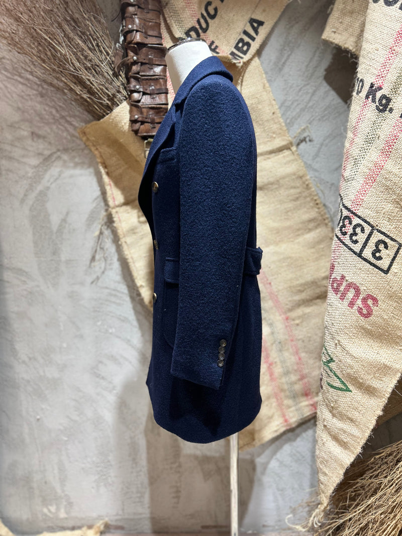 CAPPOTTO DOPPIOPETTO BOUCLE' - BLU NAVY