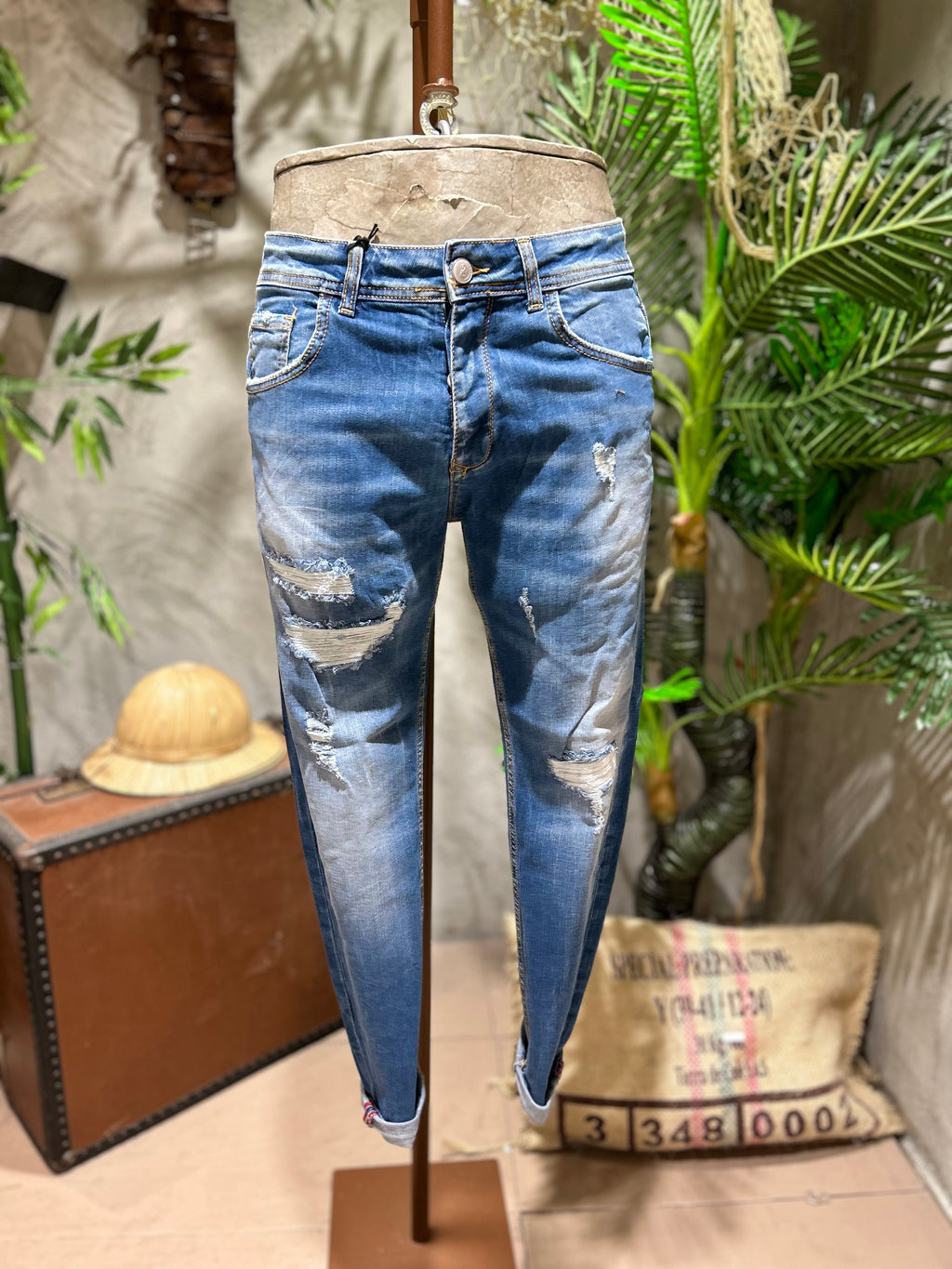 SKINNY DENIM BROKEN - BLUE DENIM