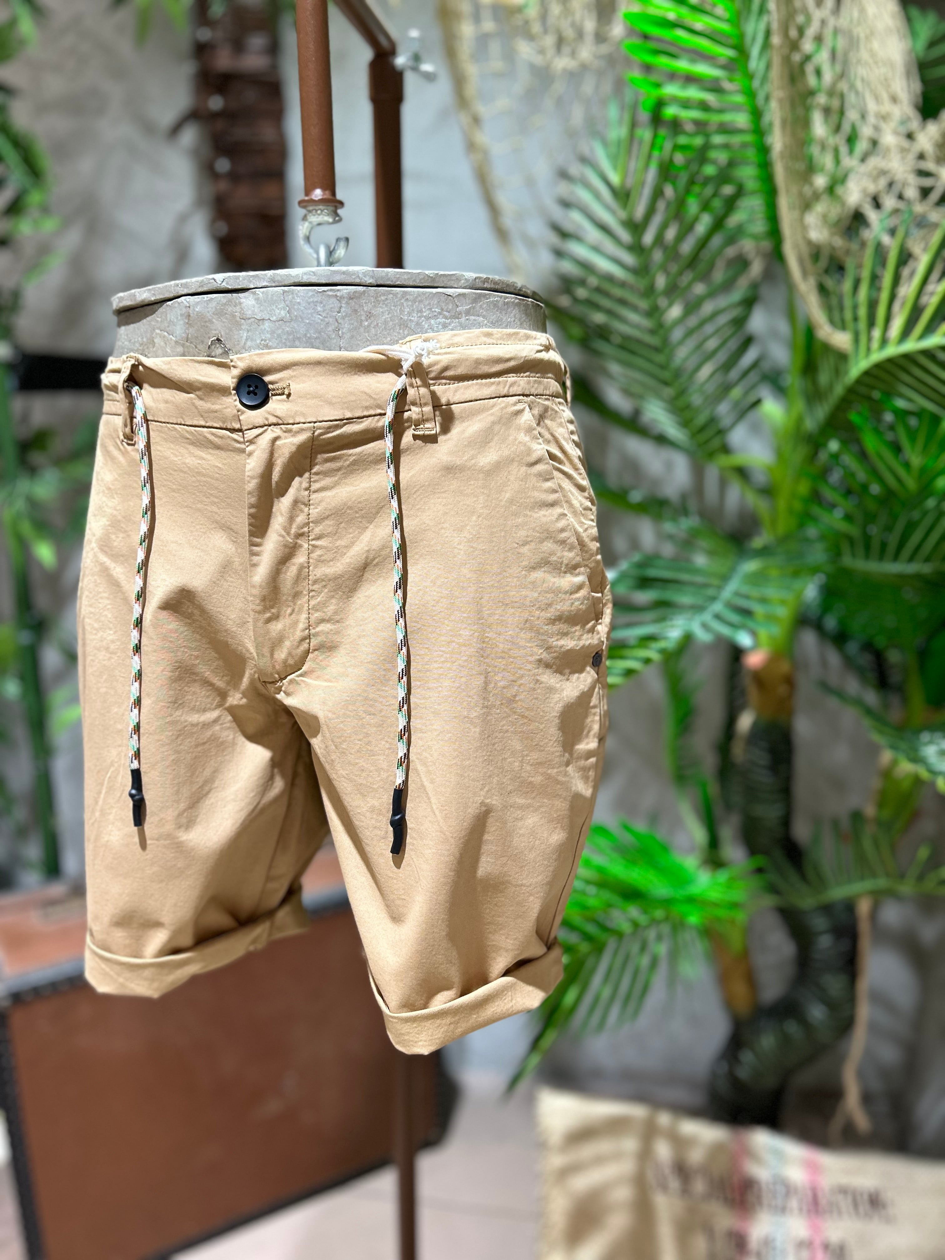 SHORTS IN COTONE - VERDE, BEIGE