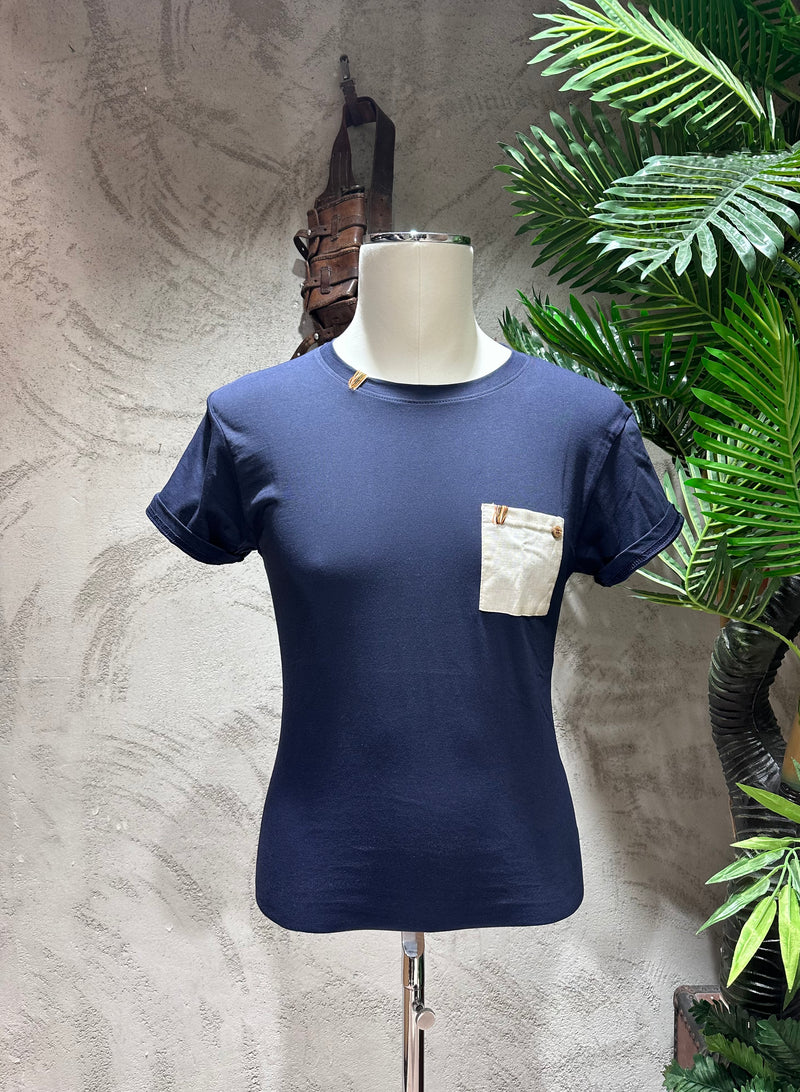T-SHIRT TASCHINO - BIANCO, BLU