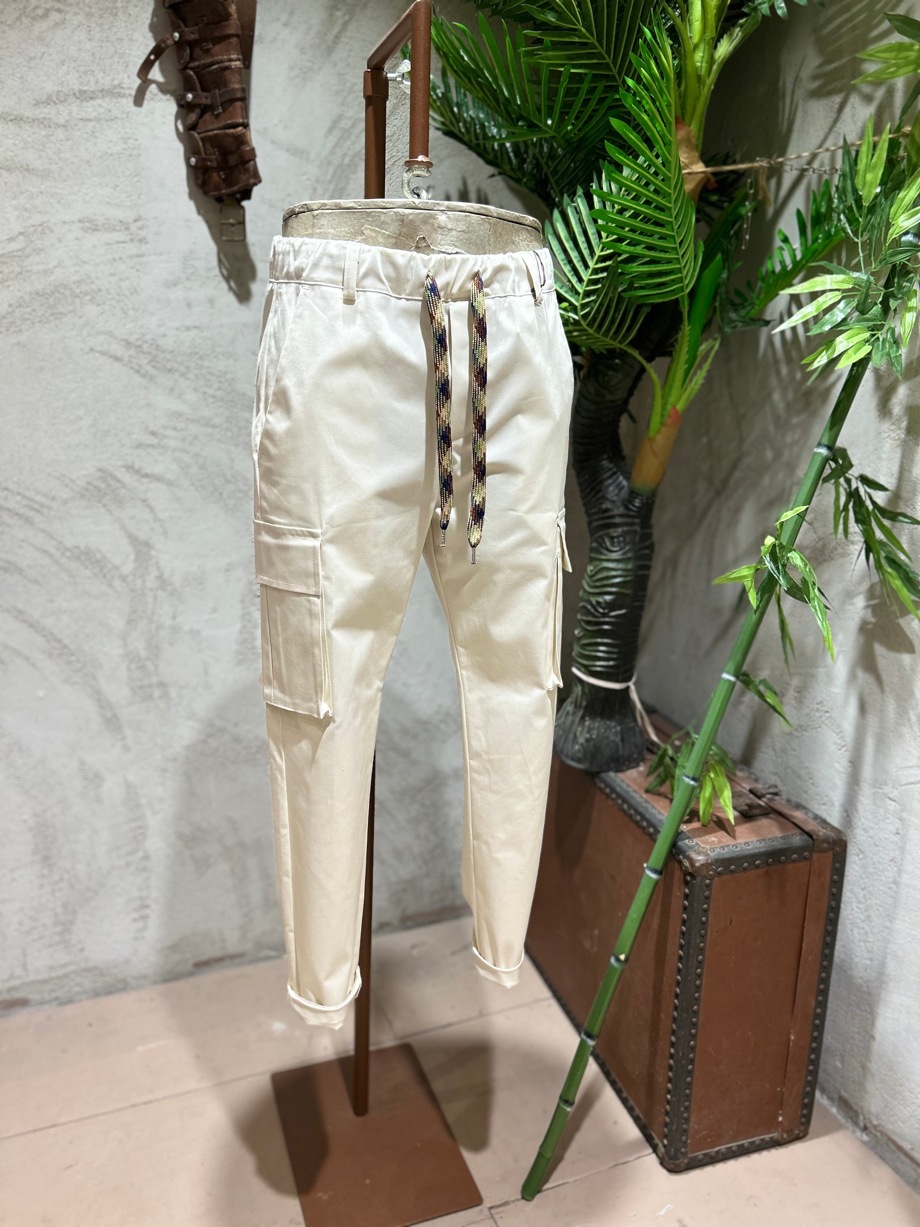 PANTALONI CARGO - MORO,BIANCO