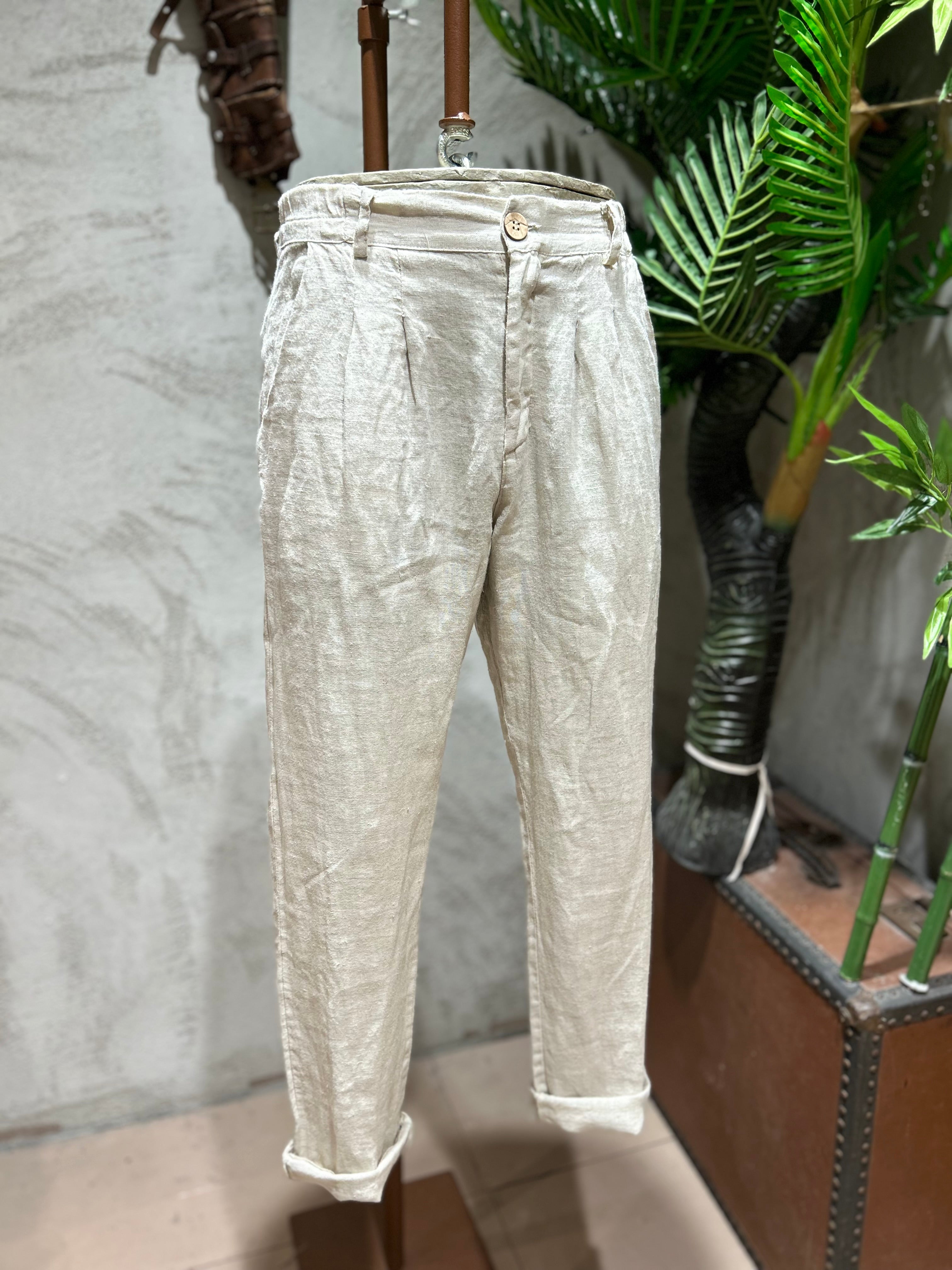 PANTALONI IN PURO LINO -  FANGO,BLU,TABACCO,SABBIA,NERO,BIANCO