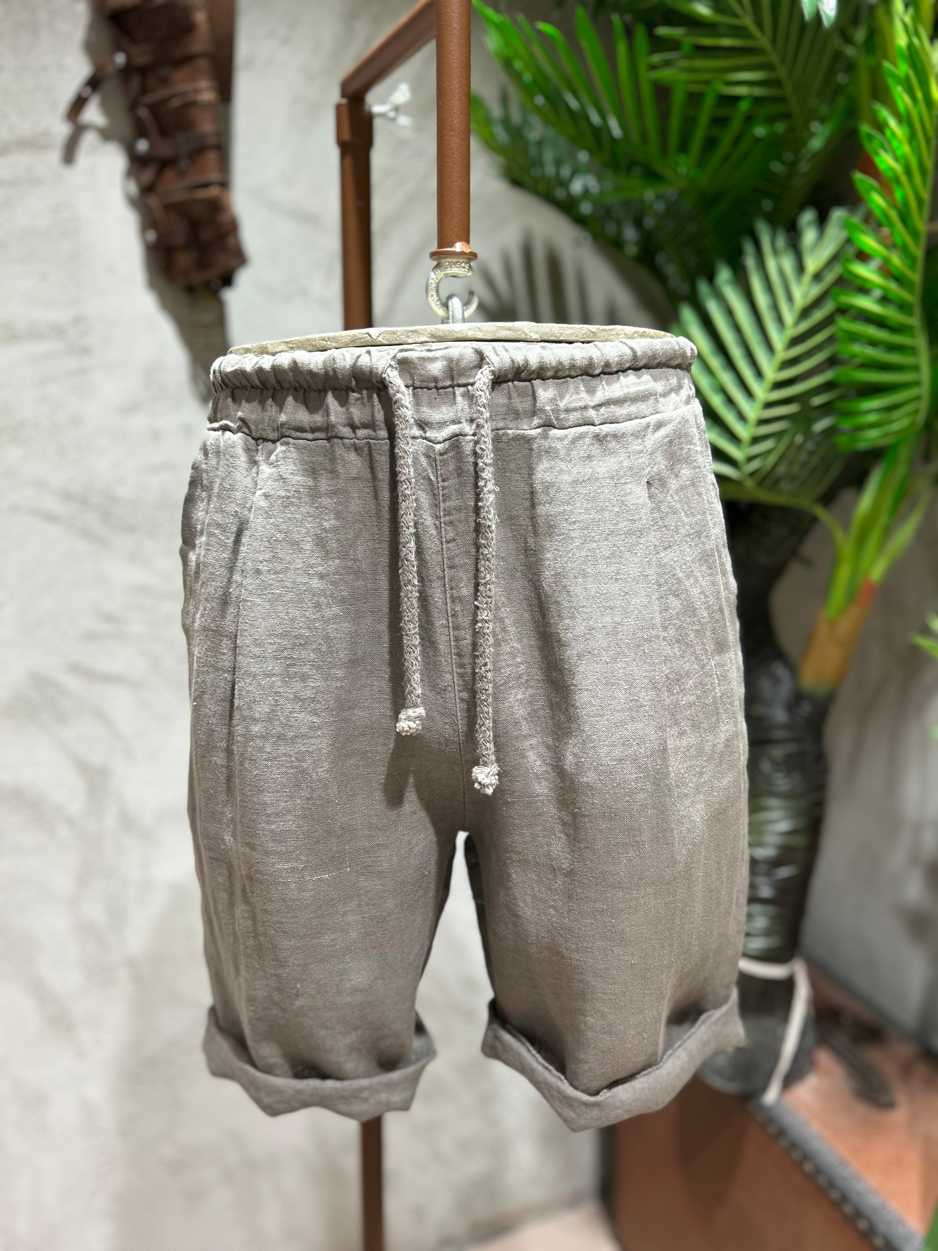 SHORTS PURO LINO - SABBIA, BIANCO, FANGO, BLU