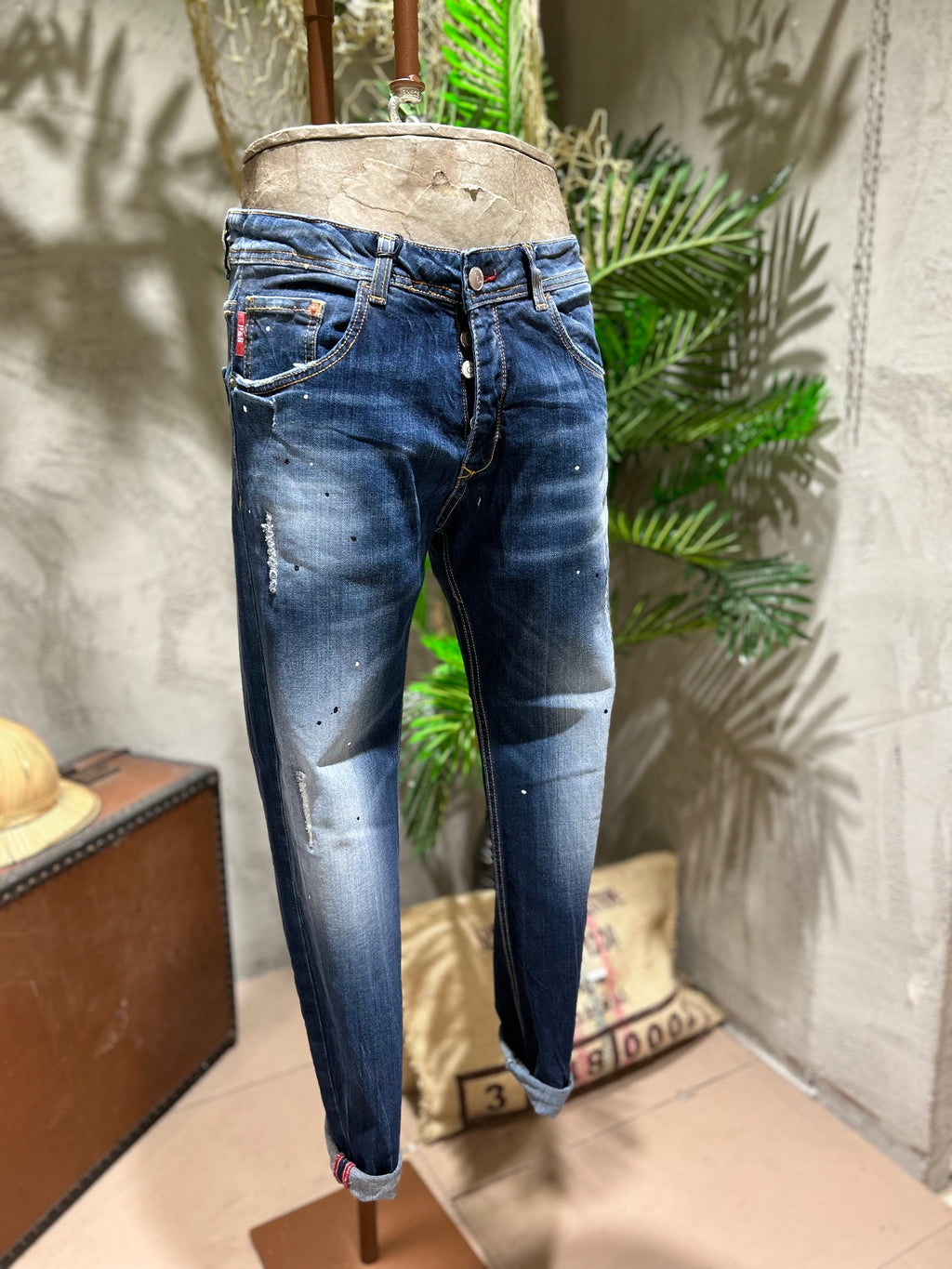 SKINNY DENIM MICROPAINTING - BLUE DENIM