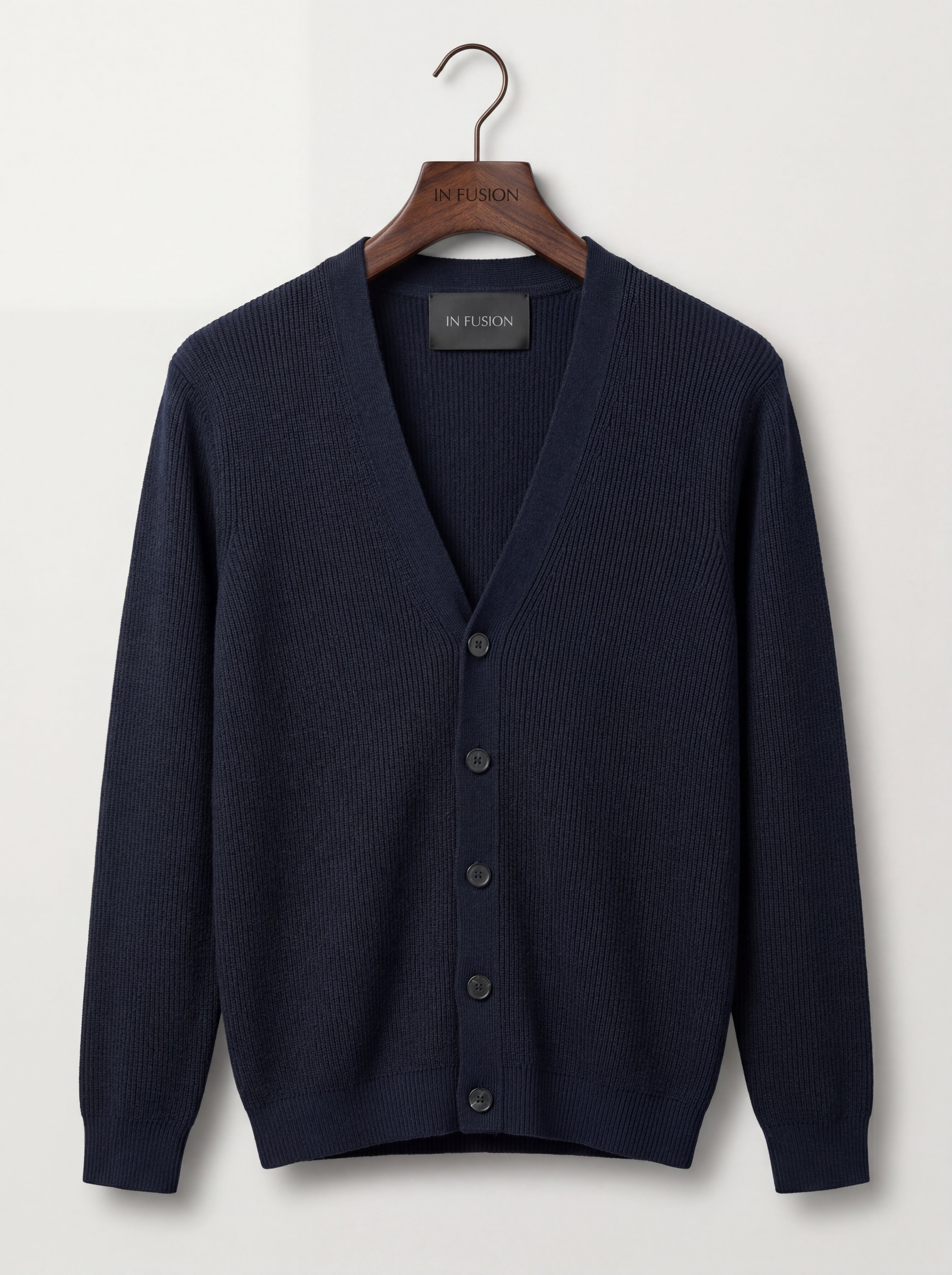 RIB KNIT V-NECK CARDIGAN