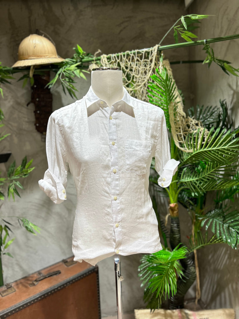 CAMICIA POCKET IN LINO  - BIANCO