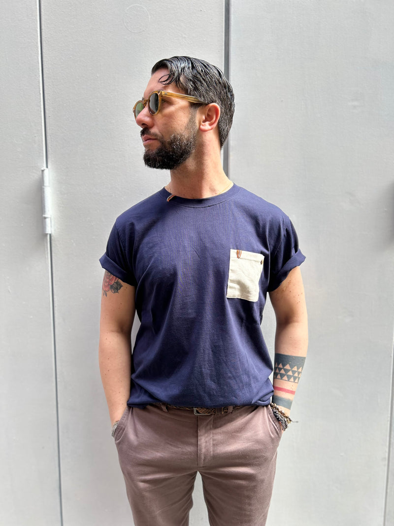 T-SHIRT TASCHINO - BIANCO, BLU