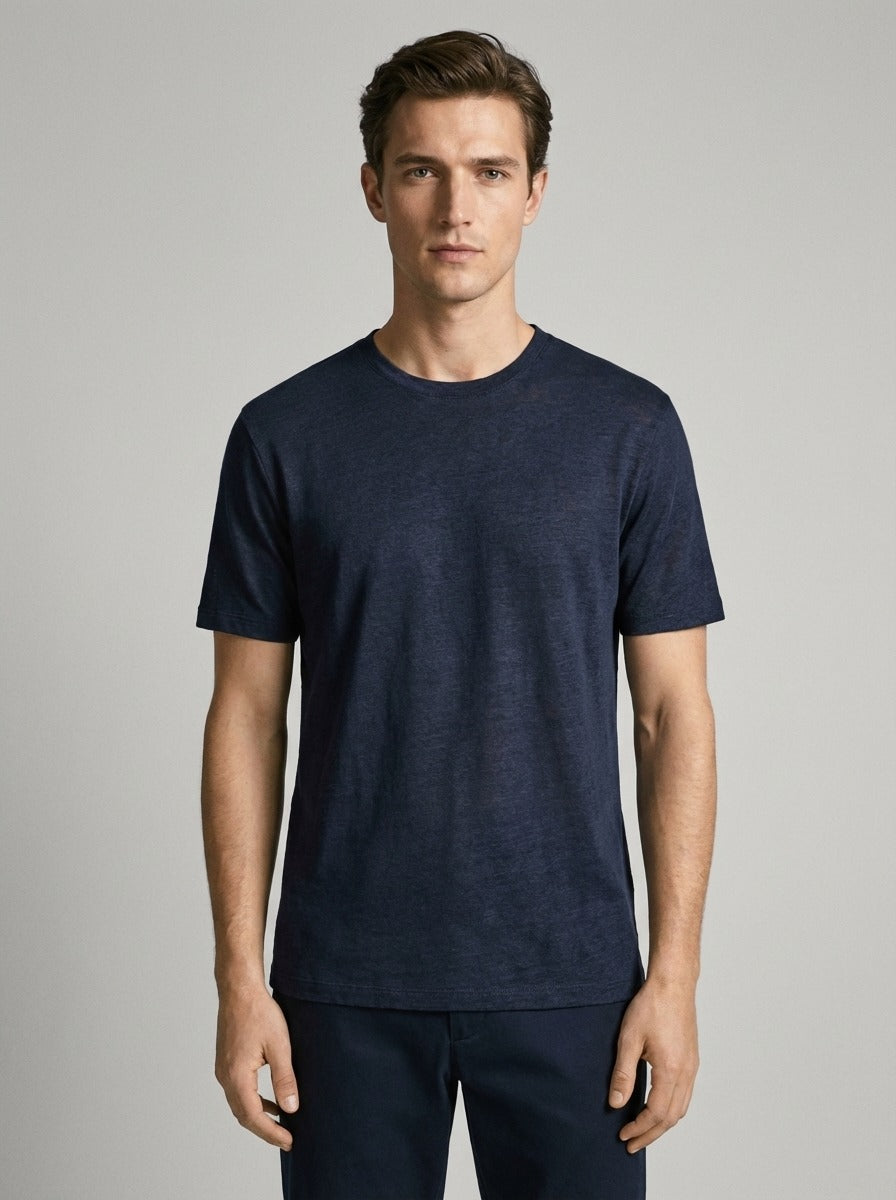 CREW NECK LINEN YARN SWEATER