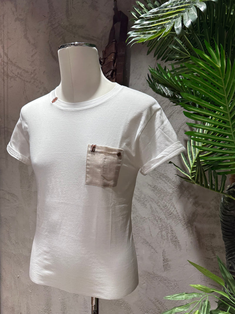 T-SHIRT TASCHINO - BIANCO, BLU