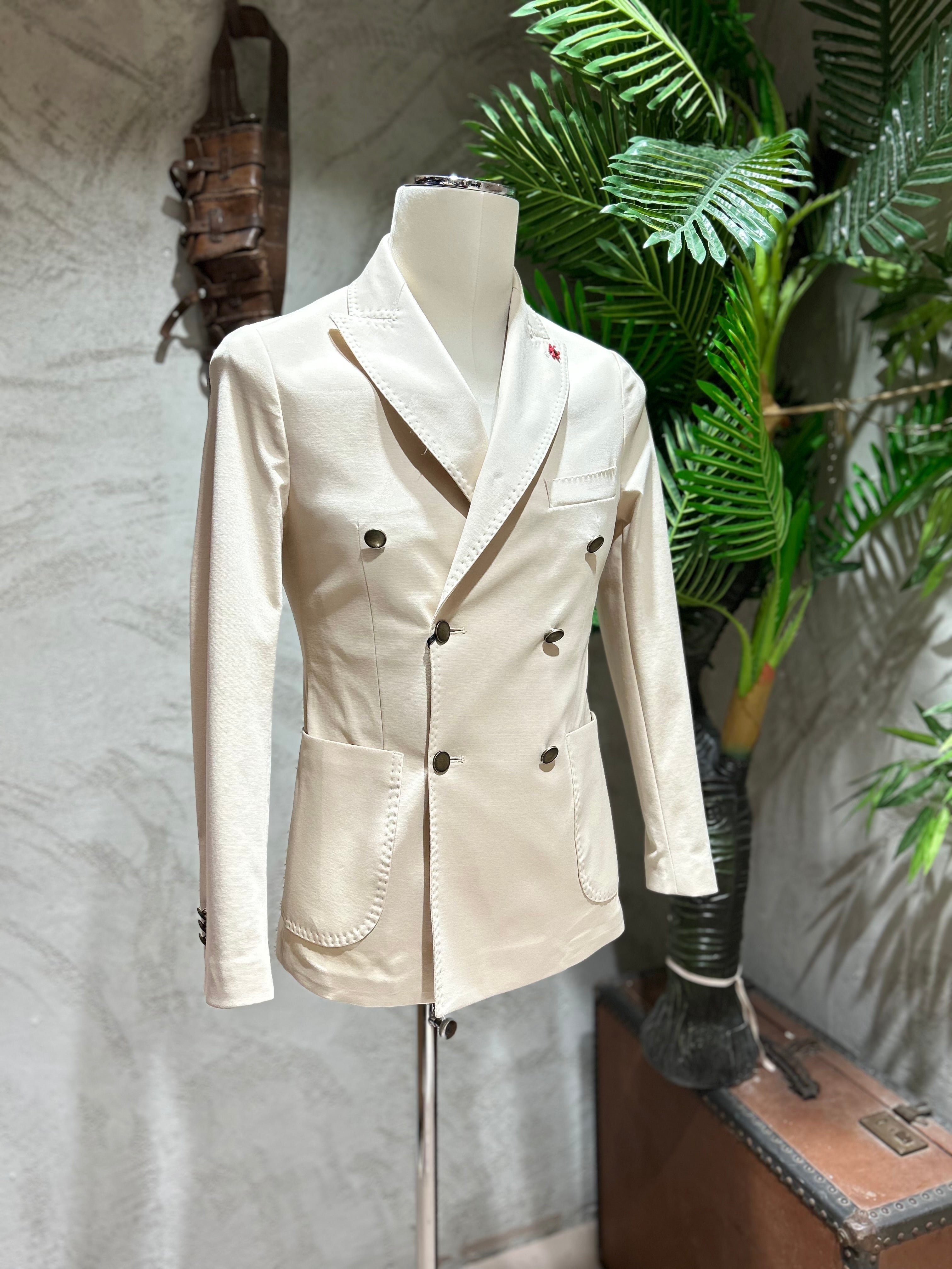 GIACCA DOPPIOPETTO - PANNA,BLU