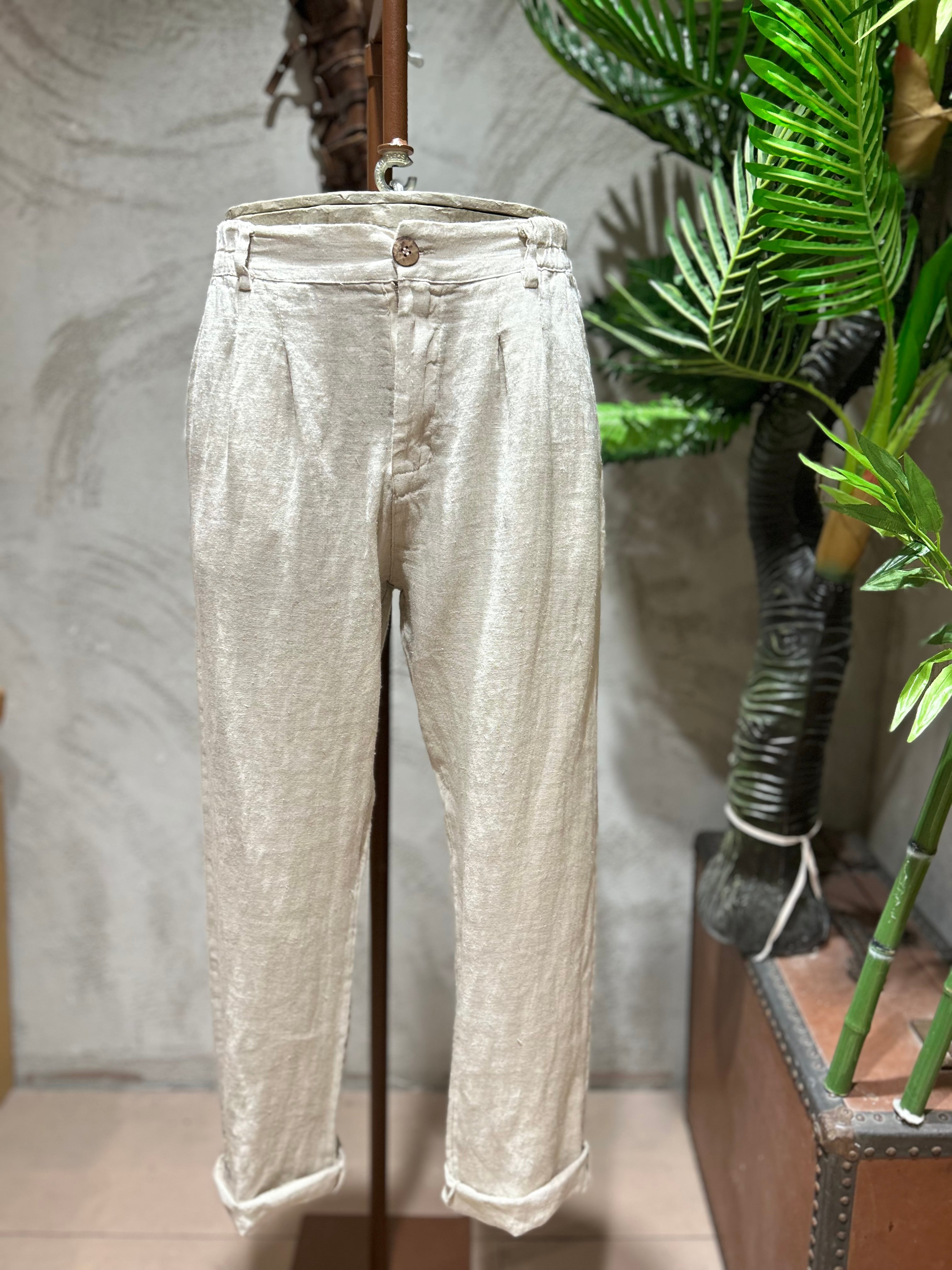 PANTALONI IN PURO LINO -  FANGO,BLU,TABACCO,SABBIA,NERO,BIANCO