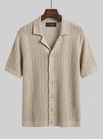 Toledo — Polo Camicia in Filo di Cotone Crochet | Vestibilità Regular