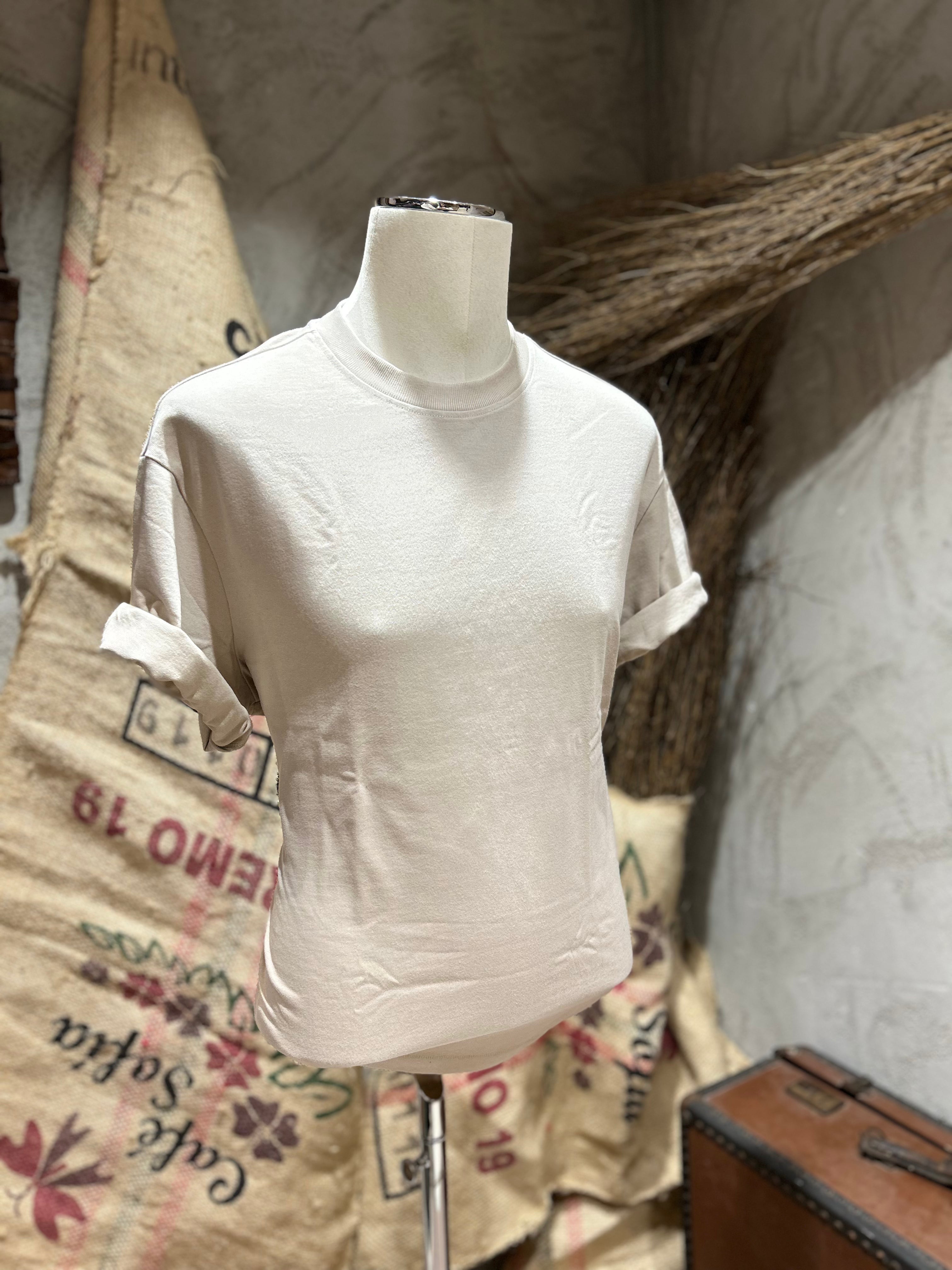 T-SHIRT BASIC - BIANCO-SABBIA-NERO