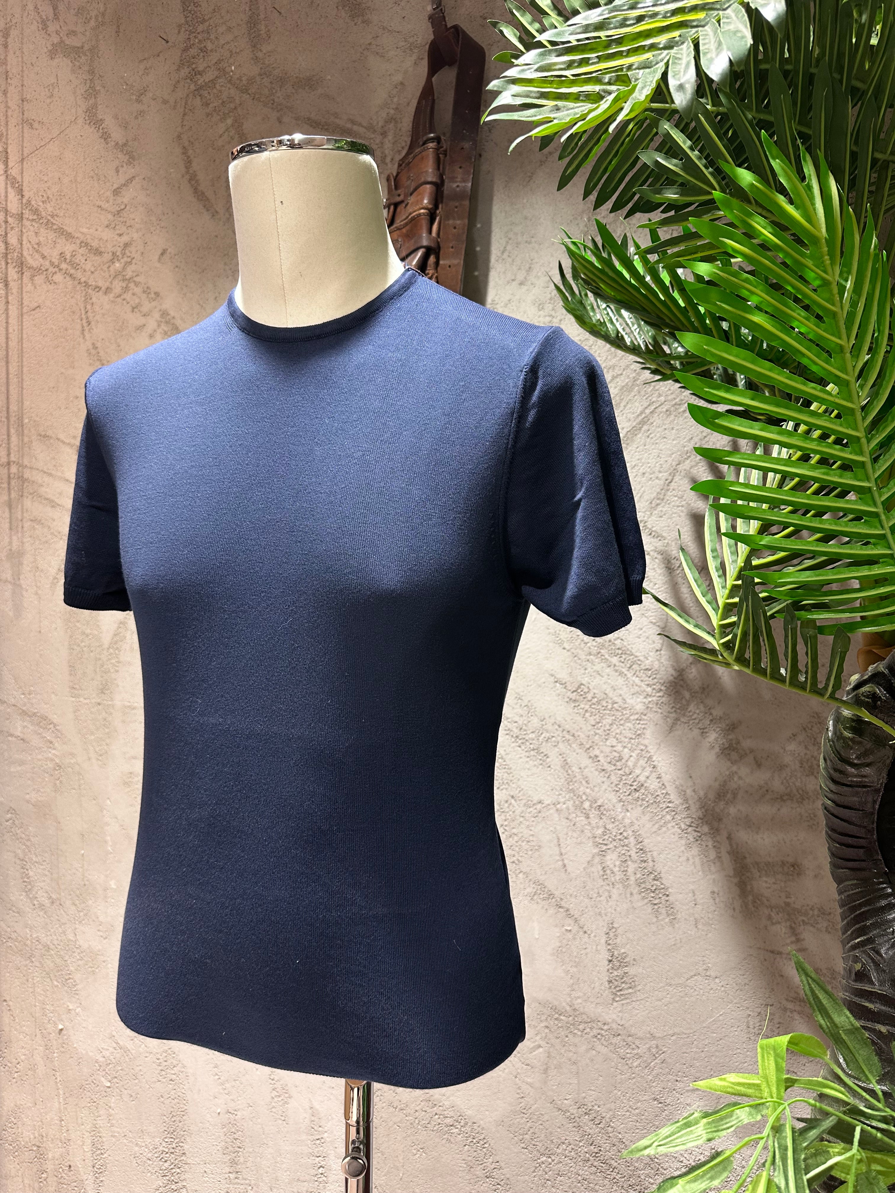 MAGLIA GIROCOLLO - CACAO, SABBIA, BLU, TEGOLA