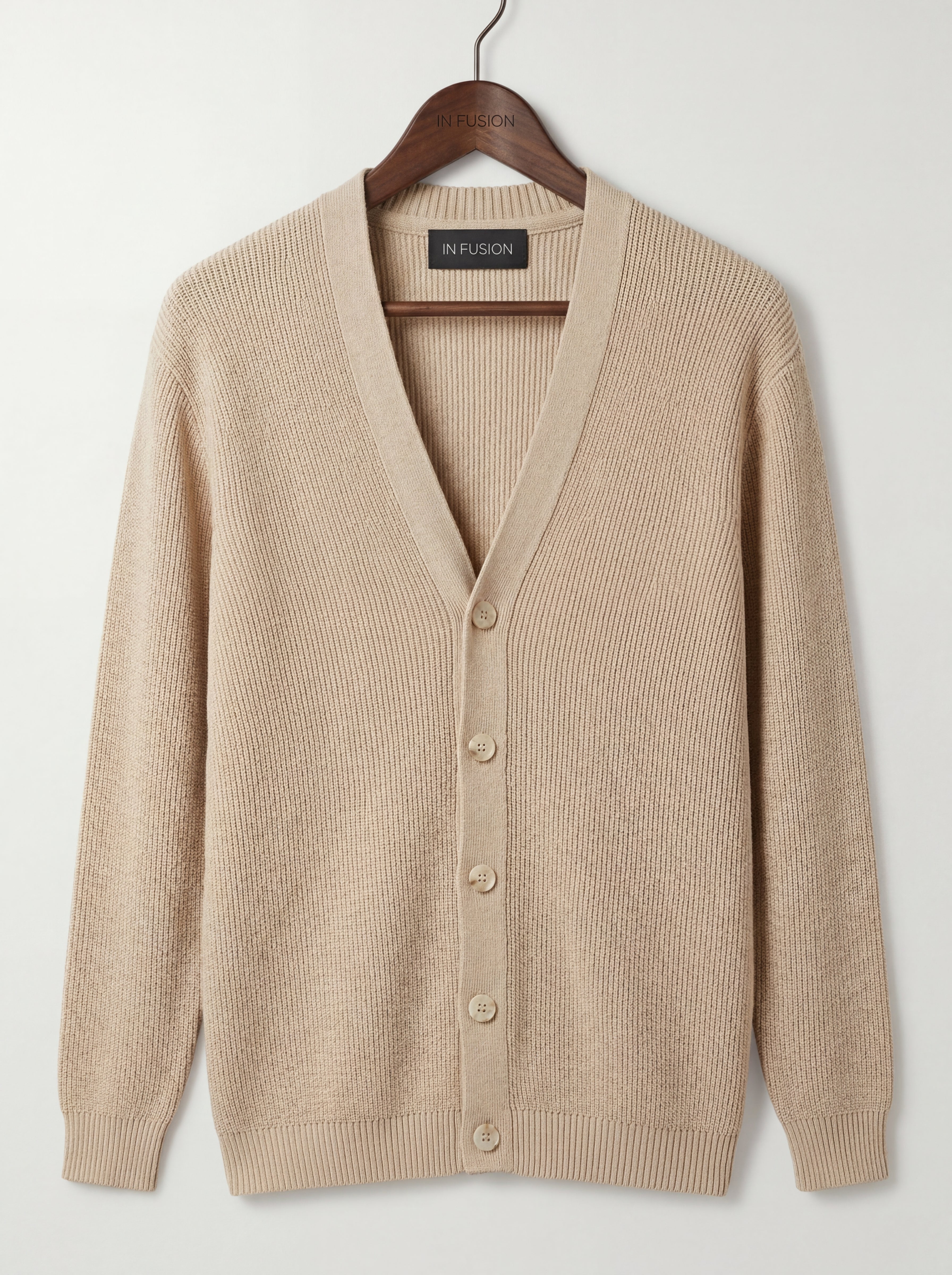 RIB KNIT V-NECK CARDIGAN