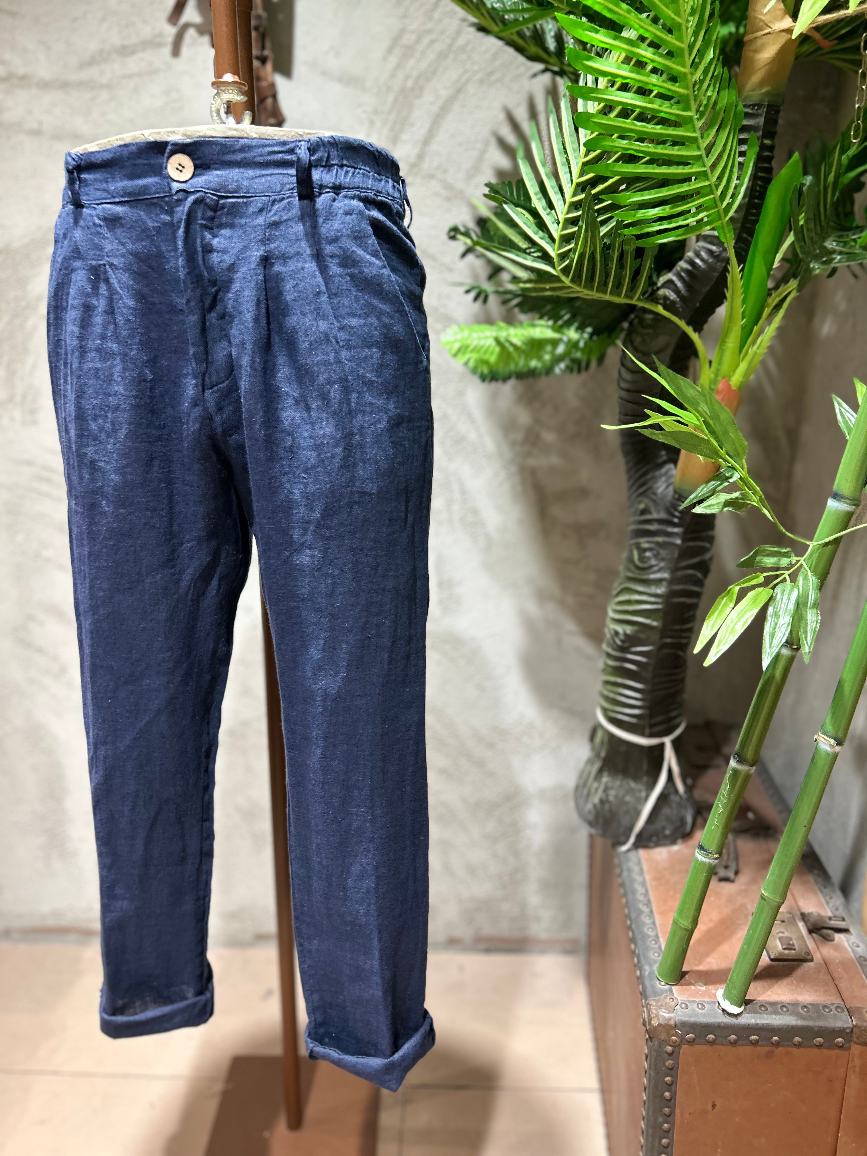 PANTALONI IN PURO LINO -  FANGO,BLU,TABACCO,SABBIA,NERO,BIANCO