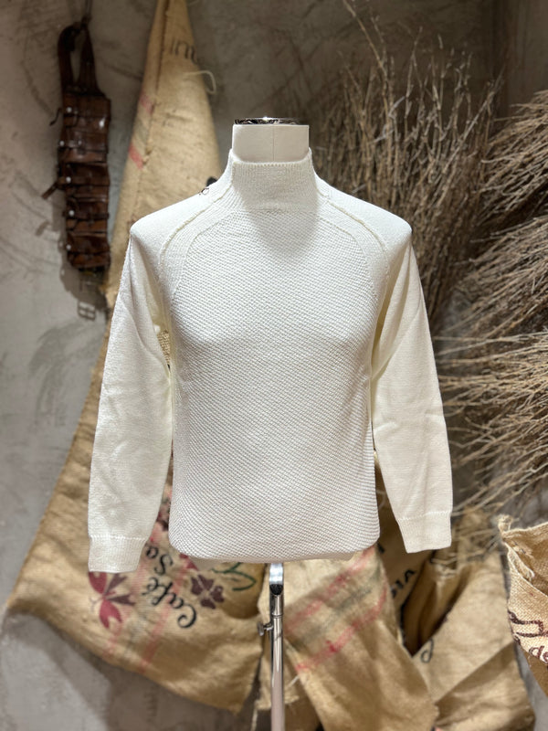 MAGLIA NIDO D'APE - BEIGE, BIANCO