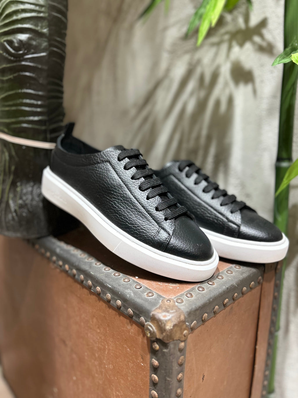 SNEAKERS IN PELLE - NERO