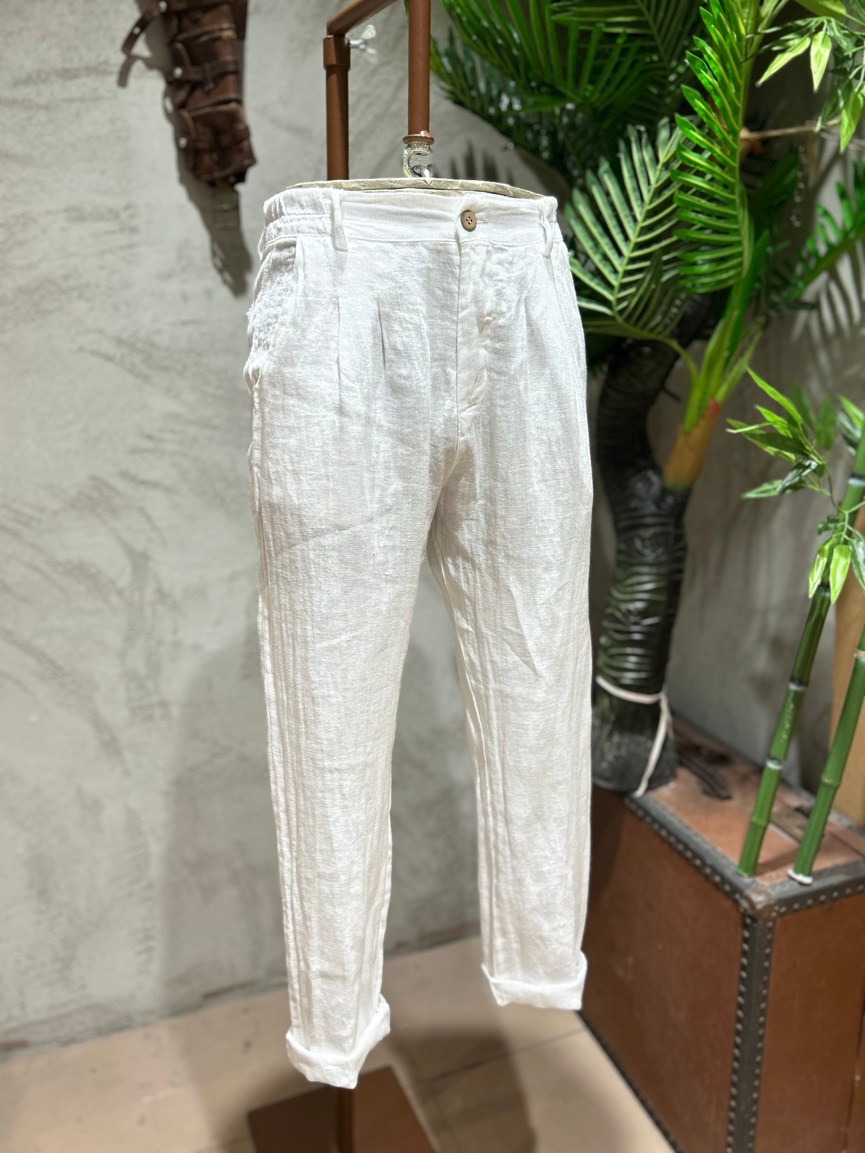 PANTALONI IN PURO LINO -  FANGO,BLU,TABACCO,SABBIA,NERO,BIANCO