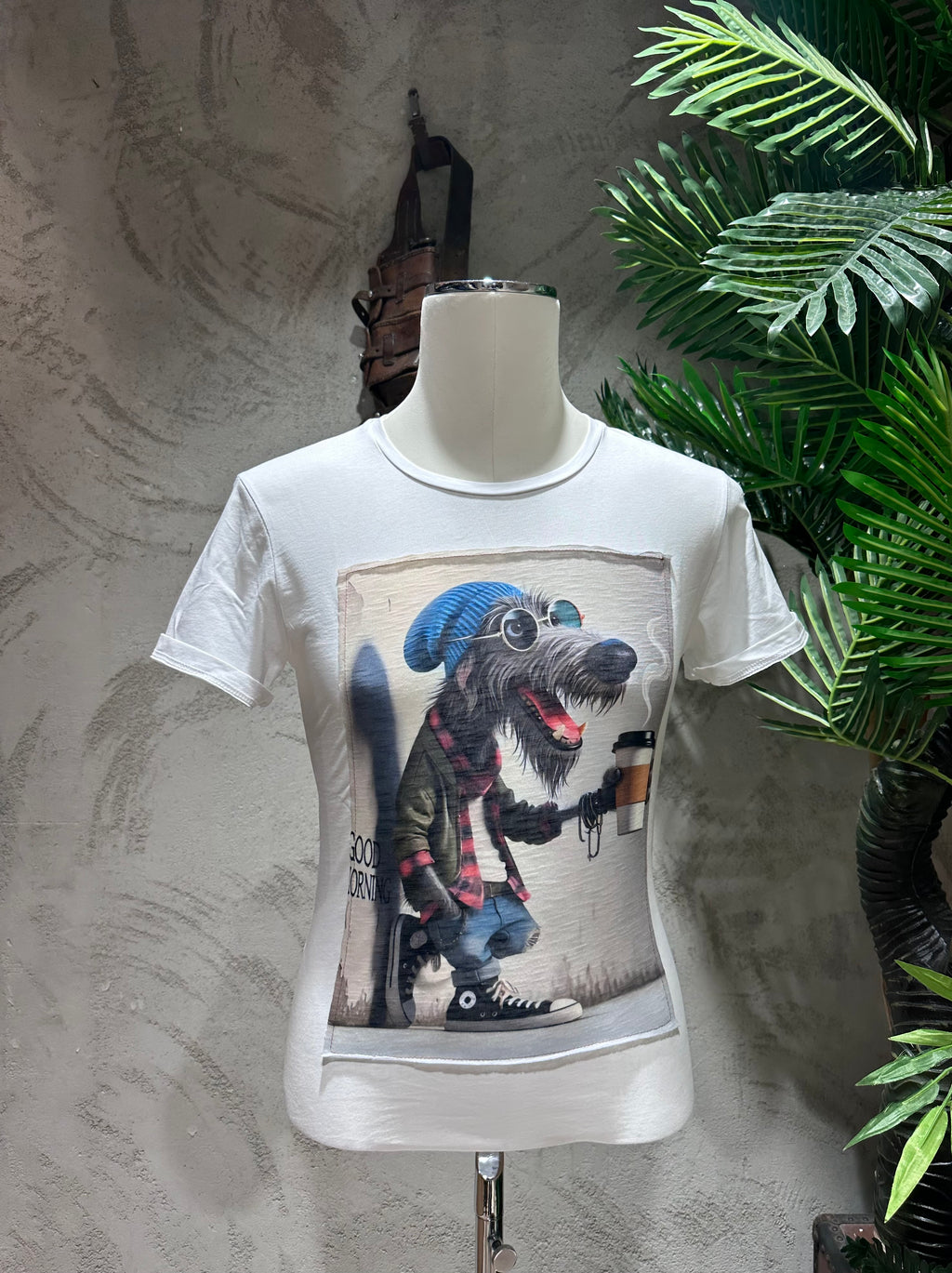 T-SHIRT STAMPA DOG - BIANCO