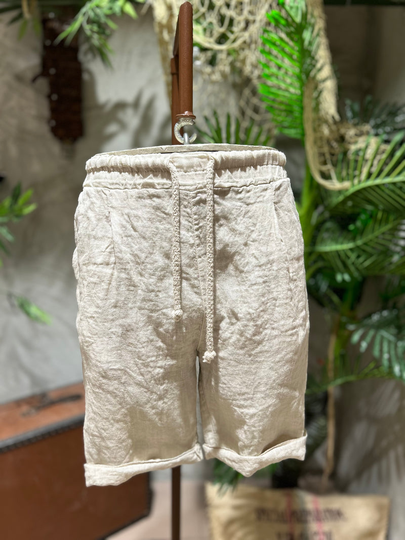 SHORTS IN LINO - BIANCO, BLU, SABBIA, FANGO