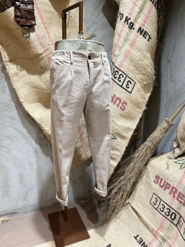 PANTALONI IN VELLUTO - BEIGE