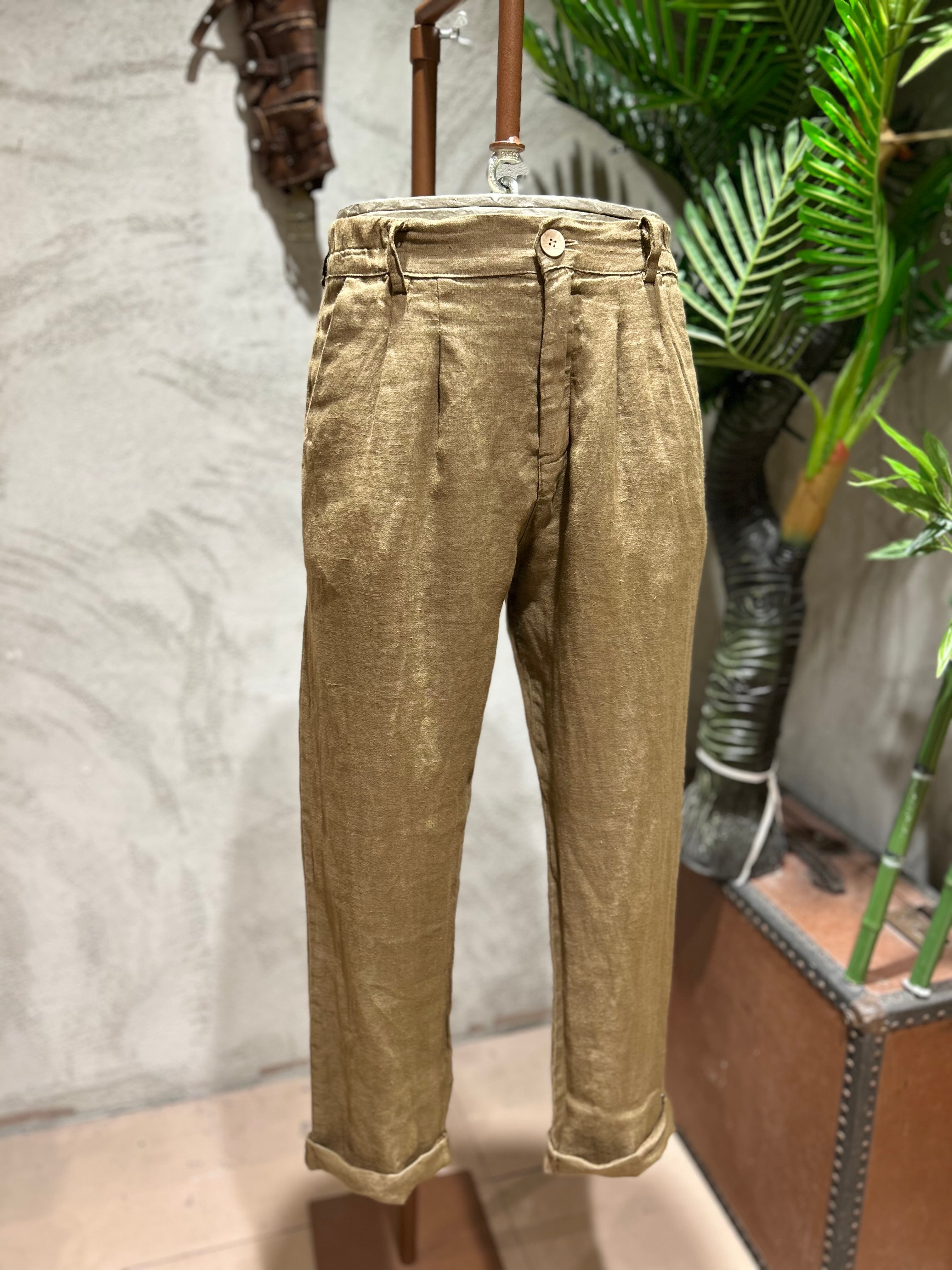 PANTALONI IN PURO LINO -  FANGO,BLU,TABACCO,SABBIA,NERO,BIANCO