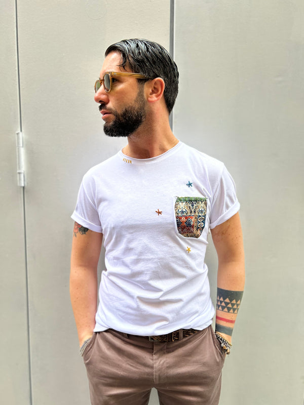 T-SHIRT TASCHINO - BIANCO,MORO,BLU