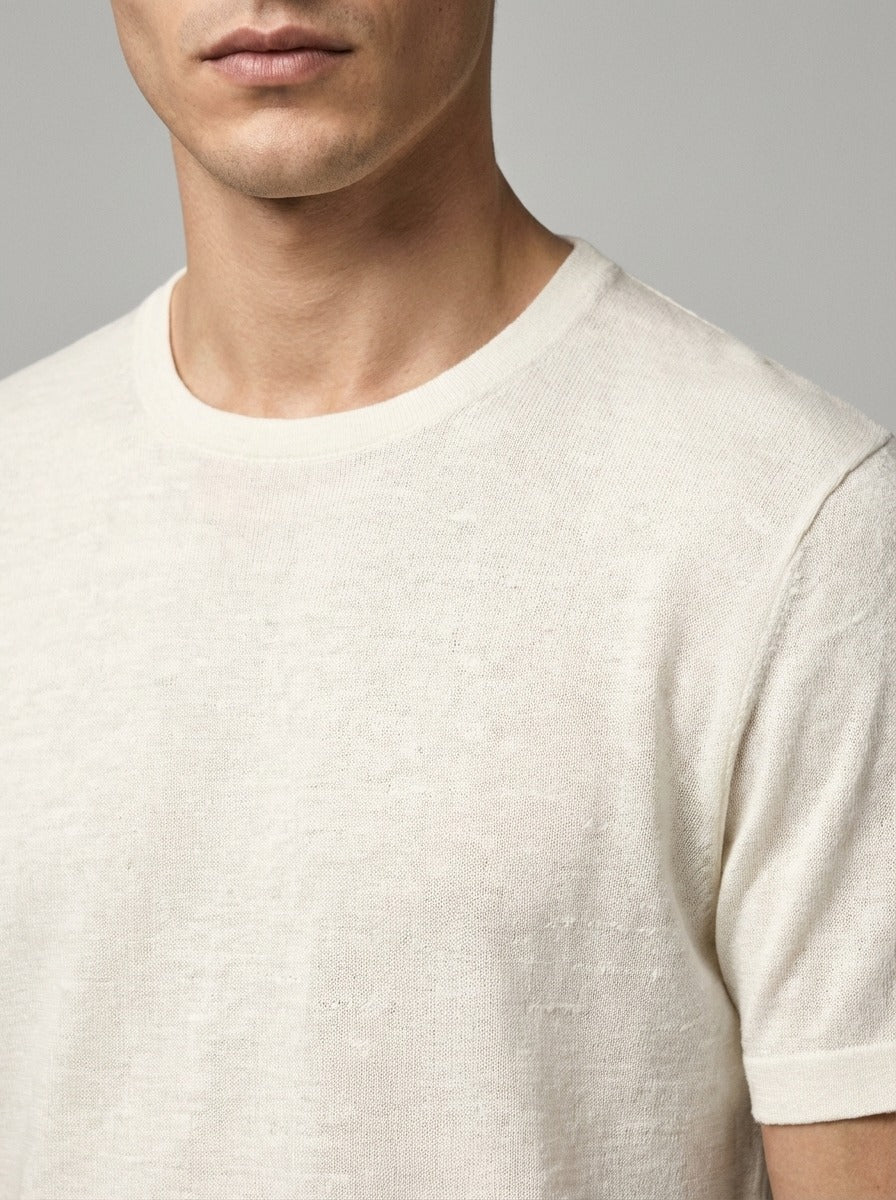 CREW NECK LINEN YARN SWEATER