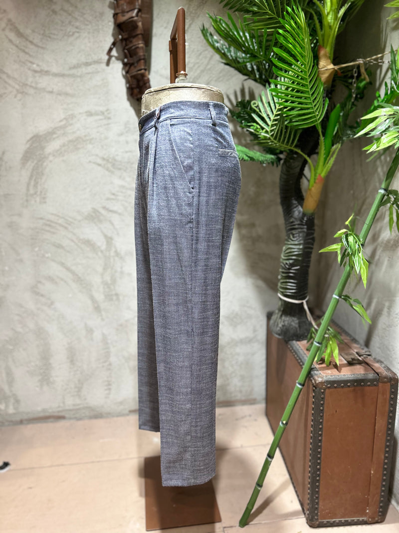PANTALONI MICROFANTASIA - GRIGIO,BLU