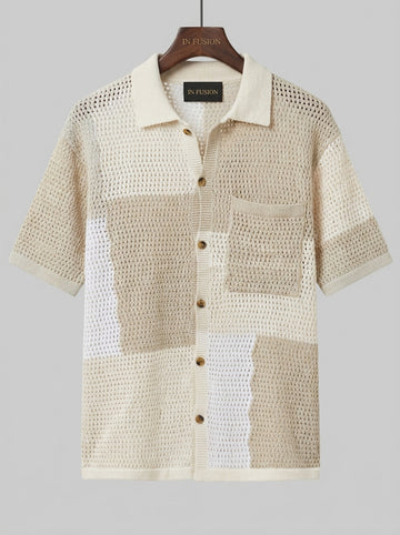 Aria — Camicia Cotone Crochet Effetto Patchwork