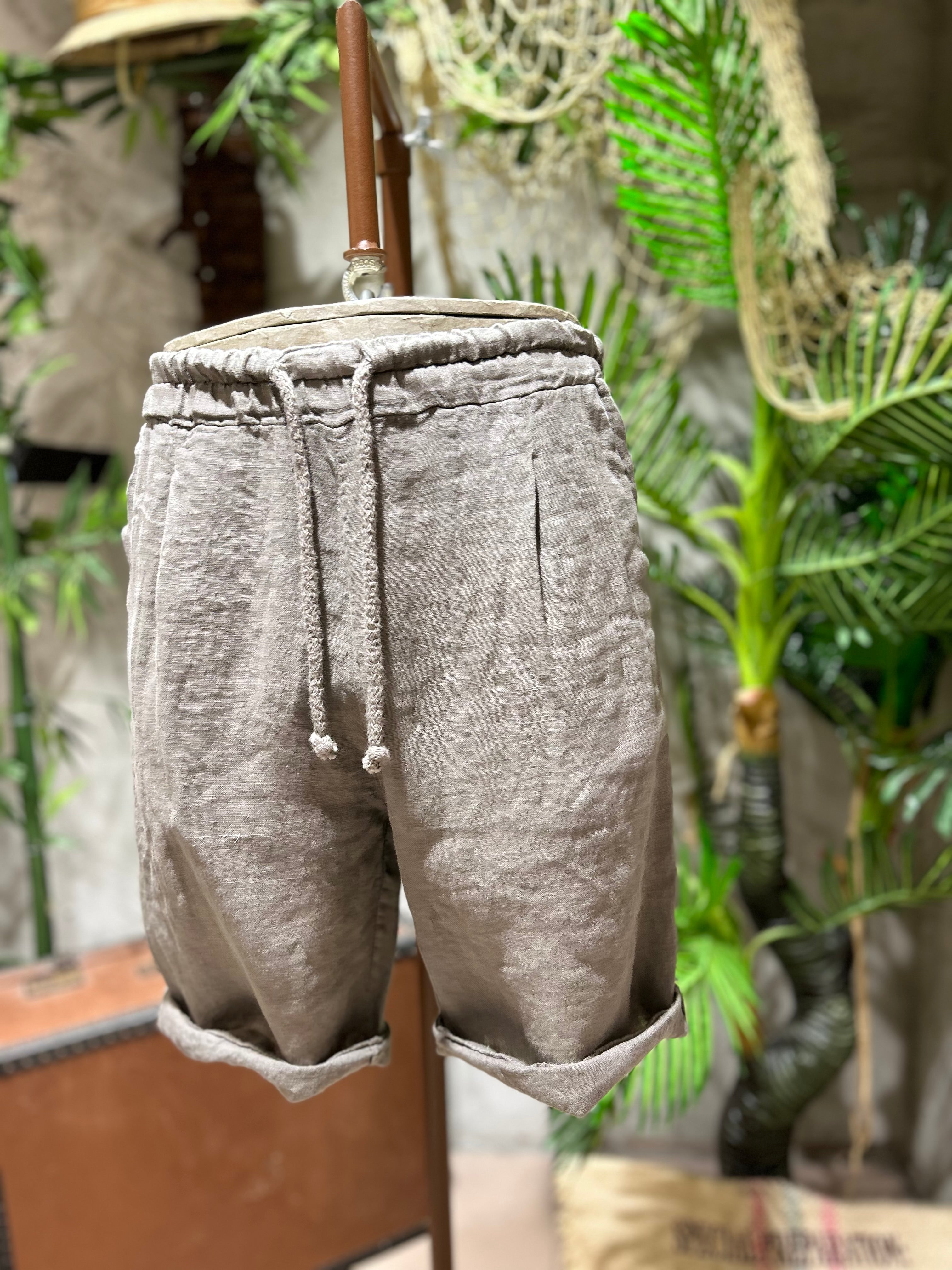 SHORTS IN LINO - BIANCO, BLU, SABBIA, FANGO