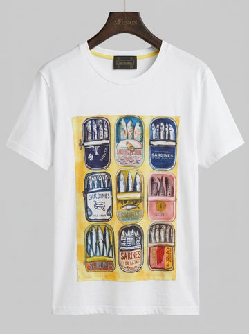 Sardine — T-Shirt 100% Cotone Stampa Alta Definizione Made in Italy